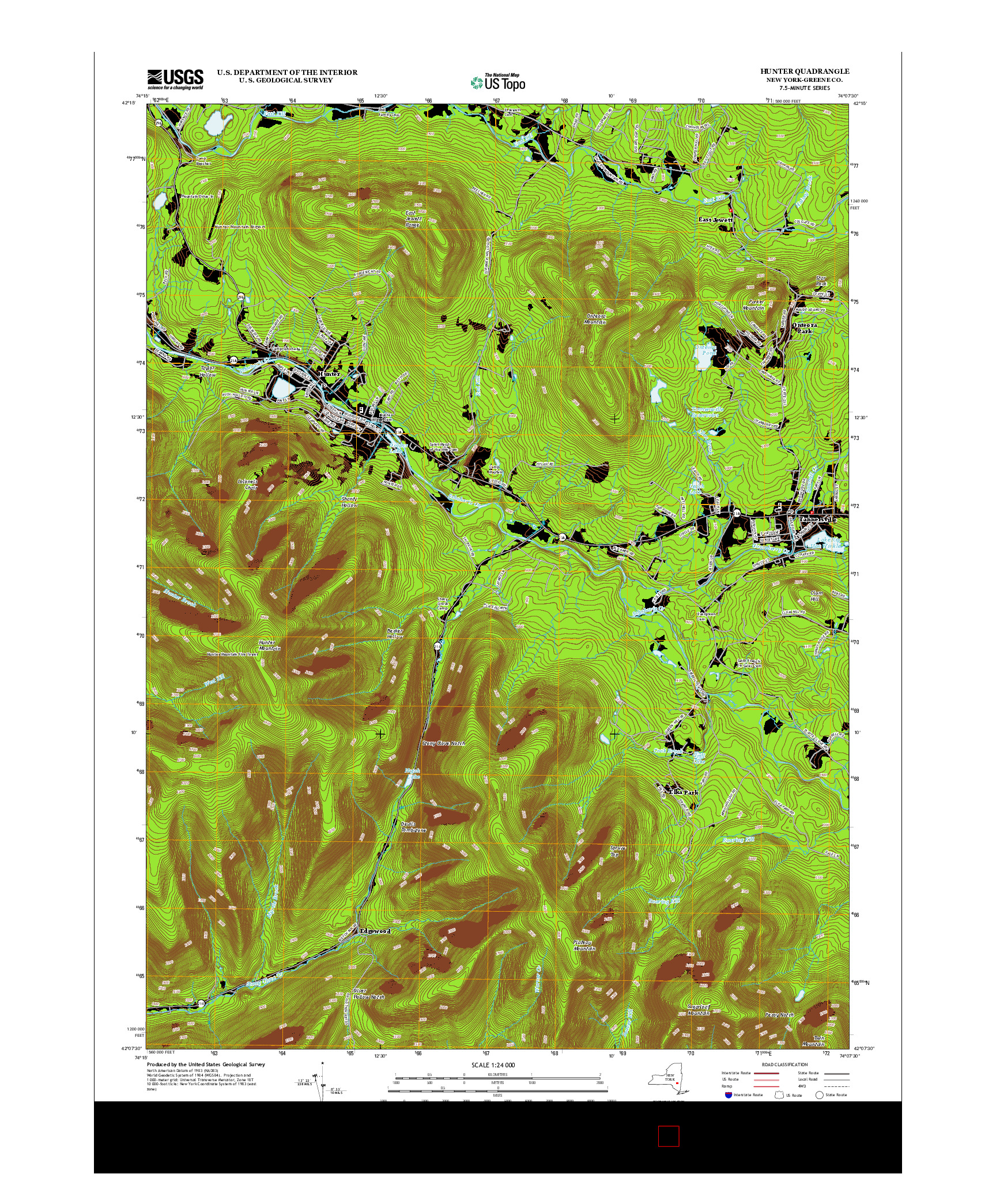 USGS US TOPO 7.5-MINUTE MAP FOR HUNTER, NY 2013