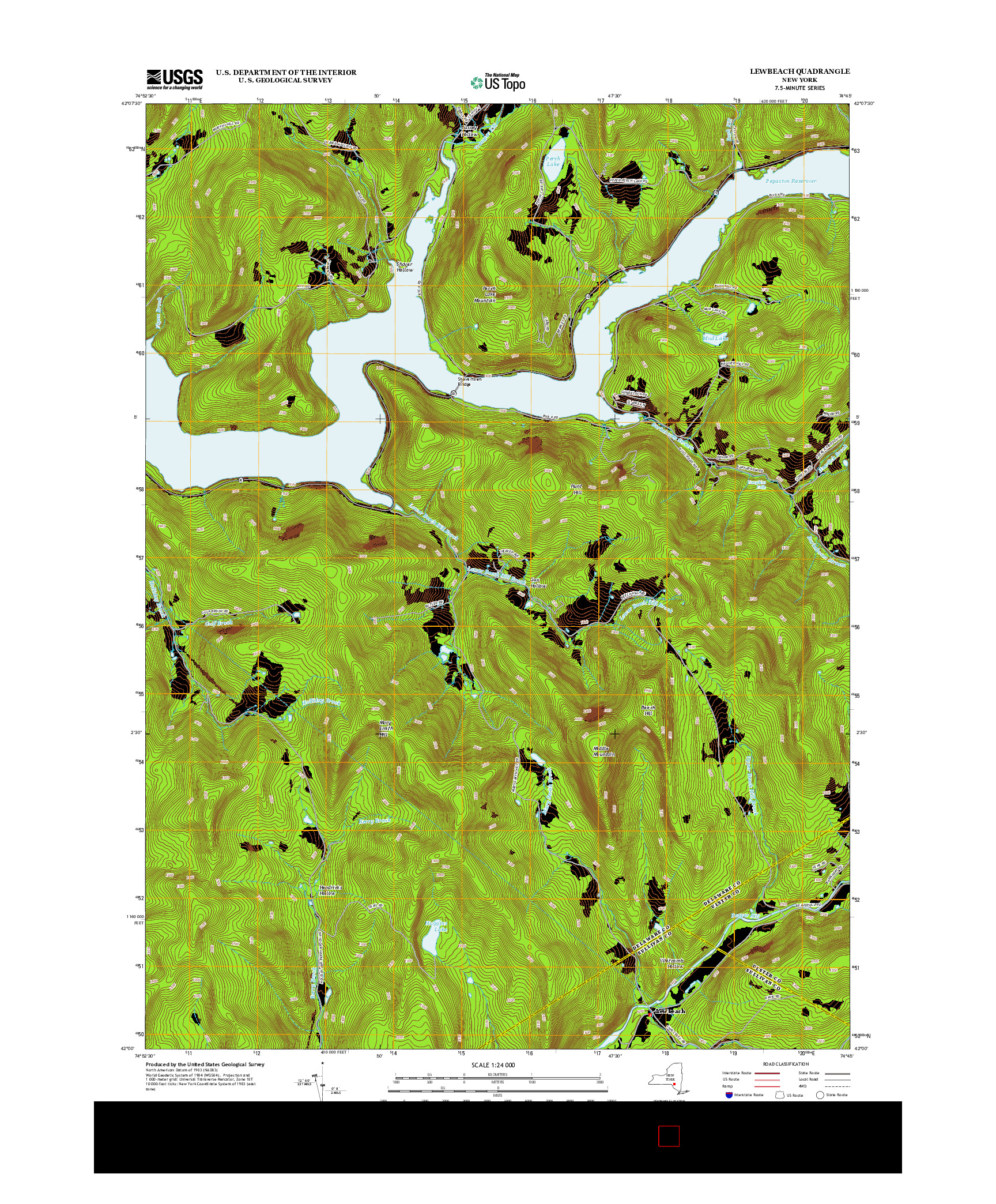 USGS US TOPO 7.5-MINUTE MAP FOR LEWBEACH, NY 2013