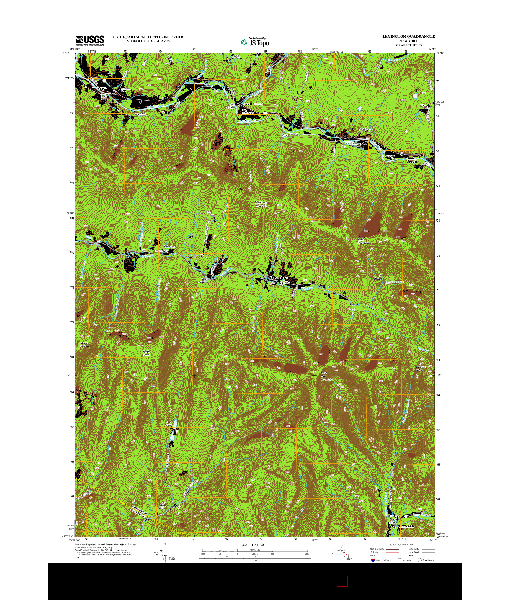 USGS US TOPO 7.5-MINUTE MAP FOR LEXINGTON, NY 2013