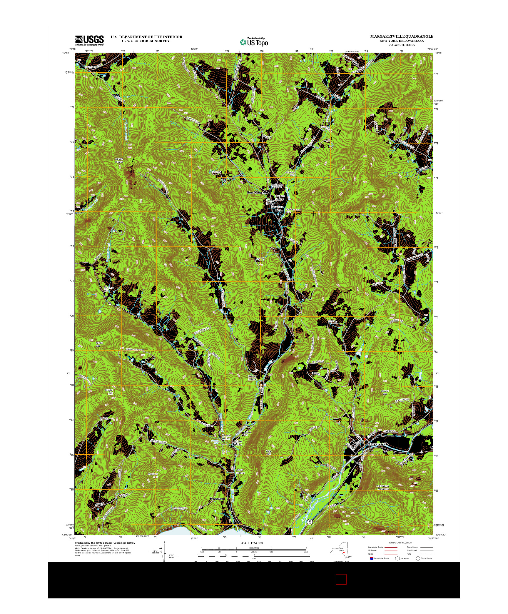 USGS US TOPO 7.5-MINUTE MAP FOR MARGARETVILLE, NY 2013