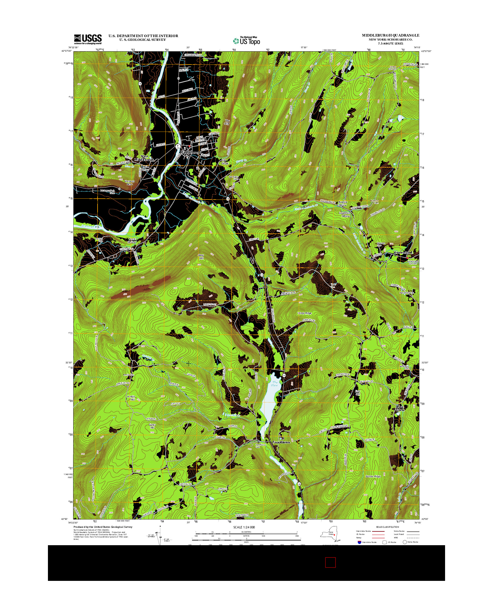USGS US TOPO 7.5-MINUTE MAP FOR MIDDLEBURGH, NY 2013