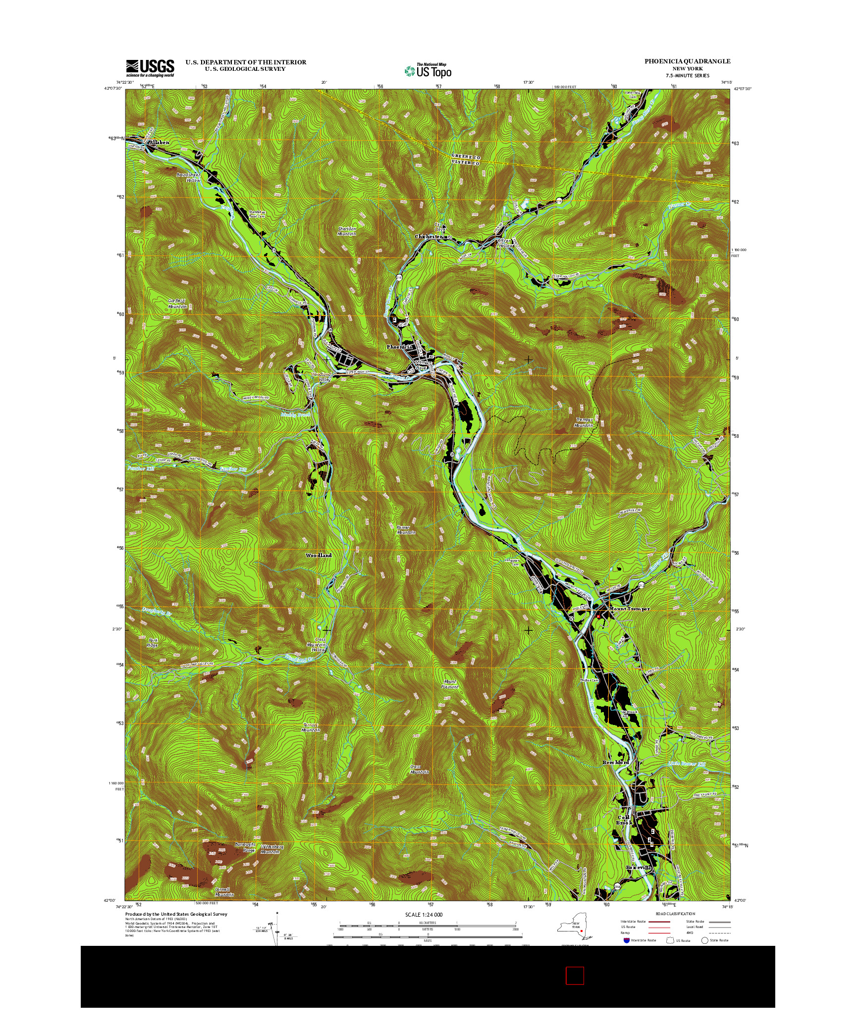 USGS US TOPO 7.5-MINUTE MAP FOR PHOENICIA, NY 2013