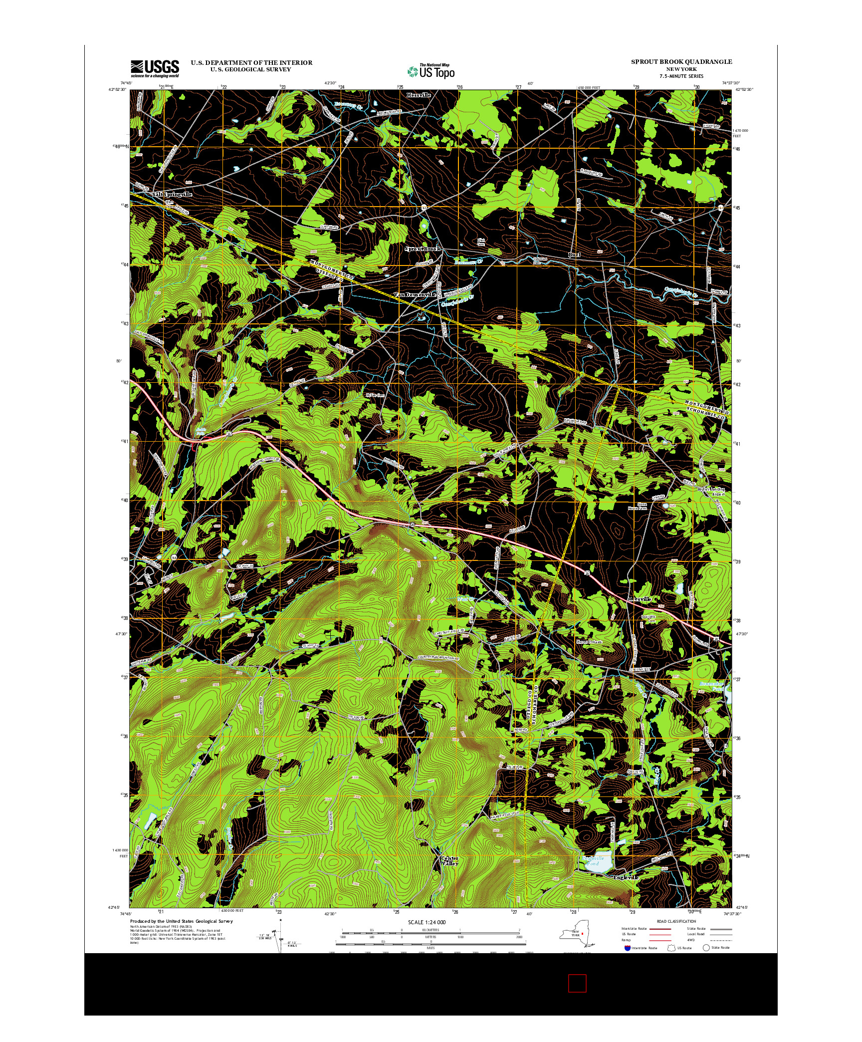 USGS US TOPO 7.5-MINUTE MAP FOR SPROUT BROOK, NY 2013