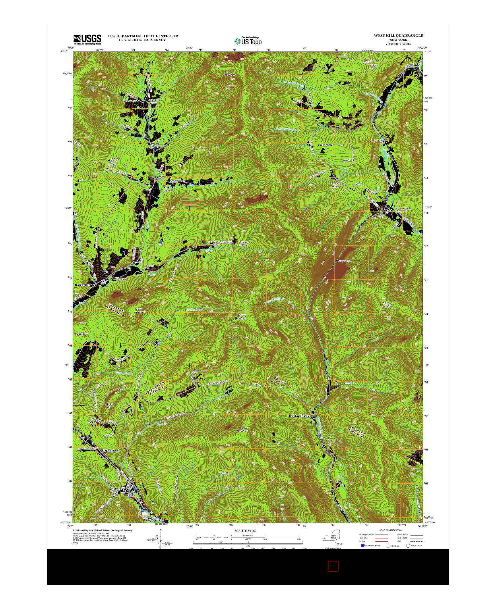 USGS US TOPO 7.5-MINUTE MAP FOR WEST KILL, NY 2013