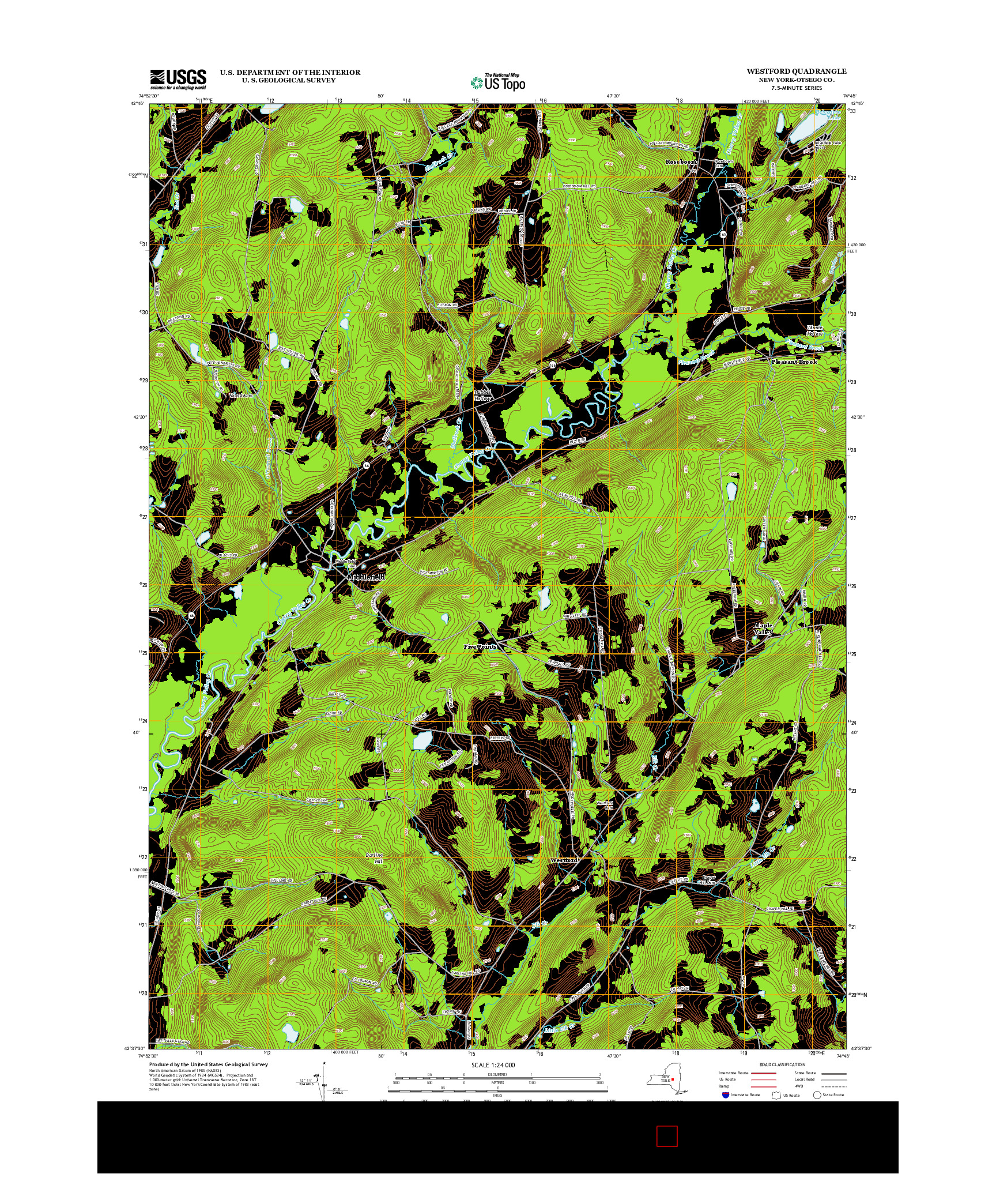 USGS US TOPO 7.5-MINUTE MAP FOR WESTFORD, NY 2013
