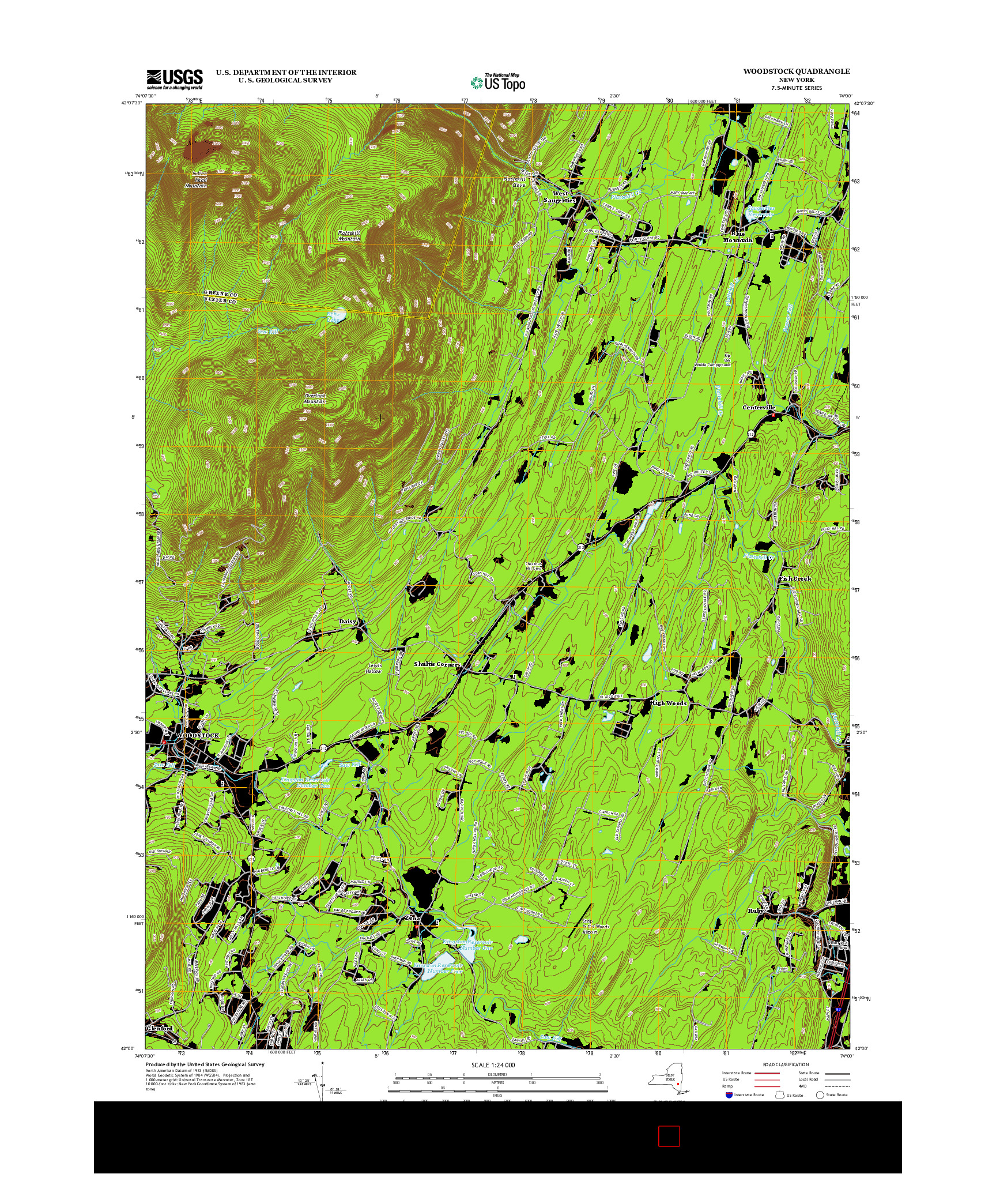 USGS US TOPO 7.5-MINUTE MAP FOR WOODSTOCK, NY 2013