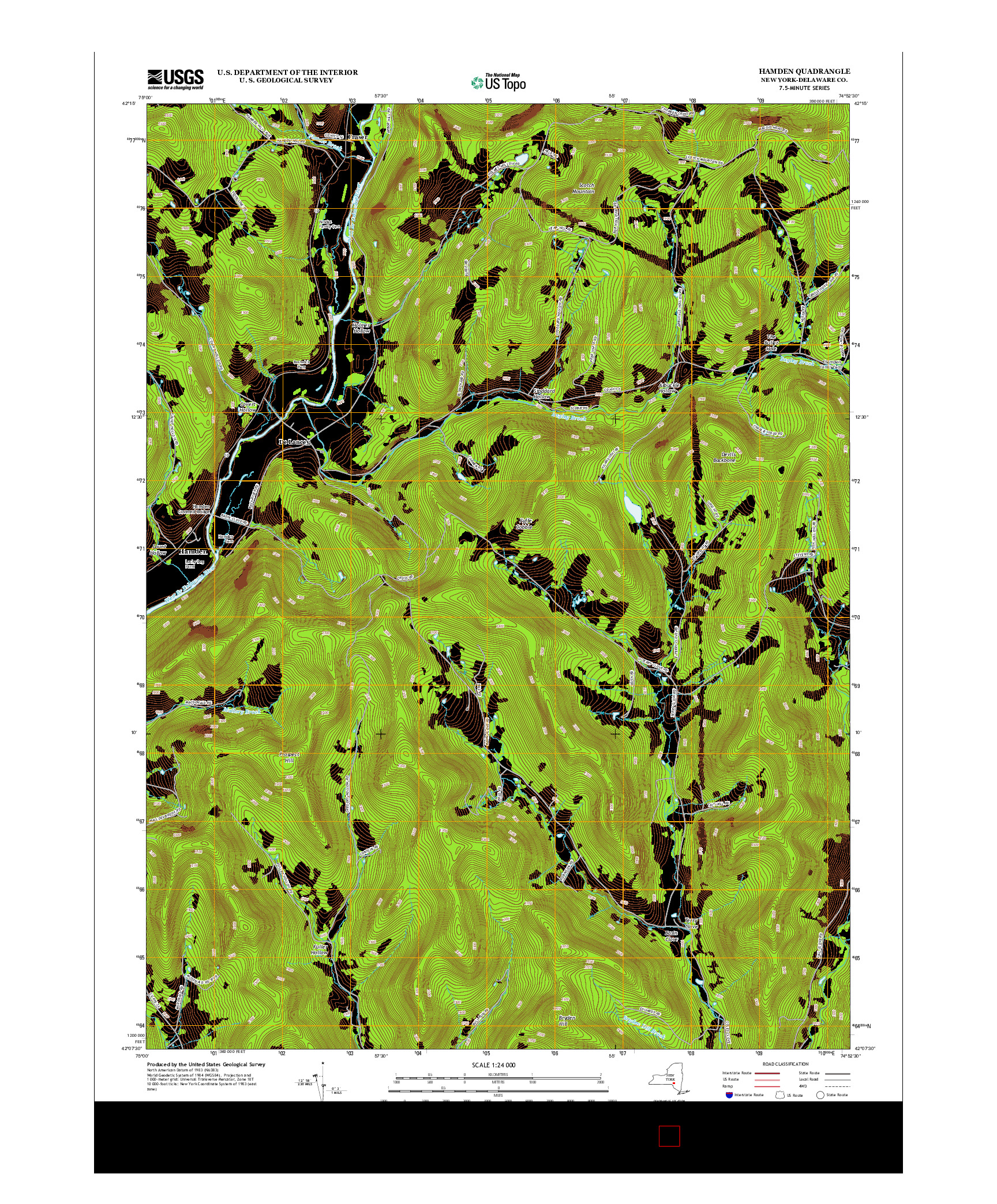 USGS US TOPO 7.5-MINUTE MAP FOR HAMDEN, NY 2013