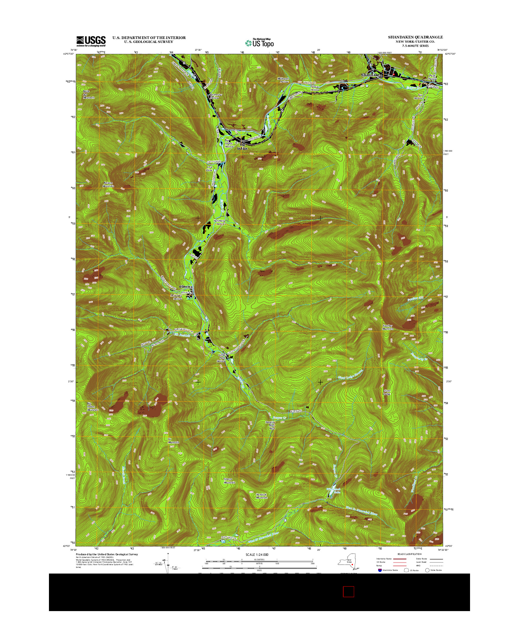 USGS US TOPO 7.5-MINUTE MAP FOR SHANDAKEN, NY 2013