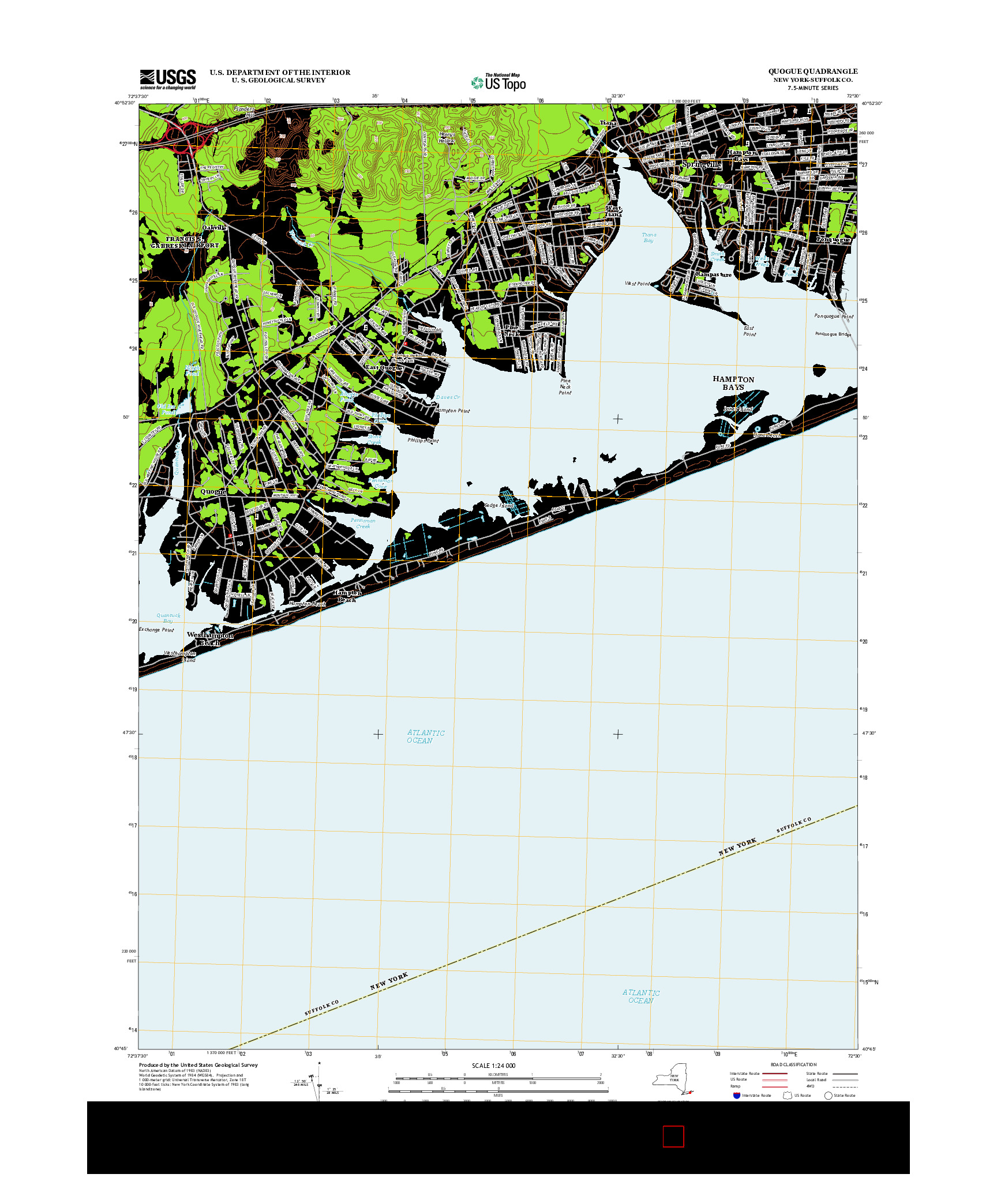 USGS US TOPO 7.5-MINUTE MAP FOR QUOGUE, NY 2013