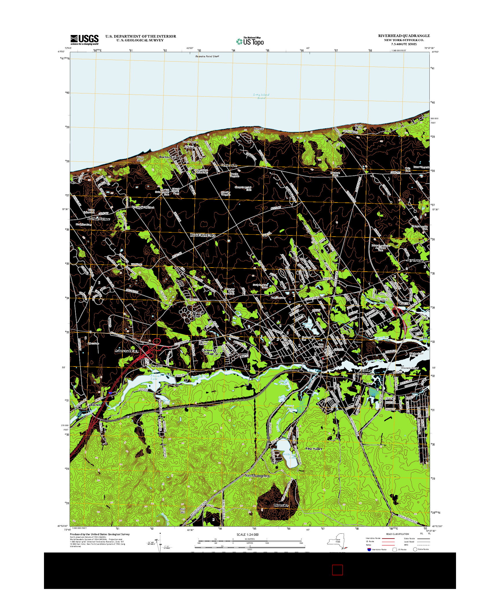 USGS US TOPO 7.5-MINUTE MAP FOR RIVERHEAD, NY 2013