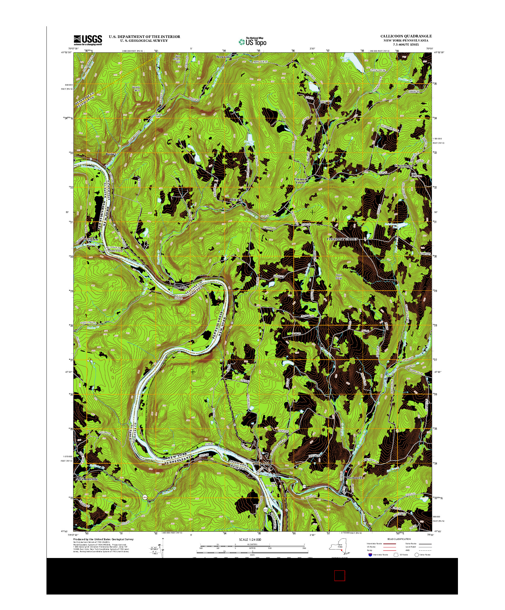 USGS US TOPO 7.5-MINUTE MAP FOR CALLICOON, NY-PA 2013