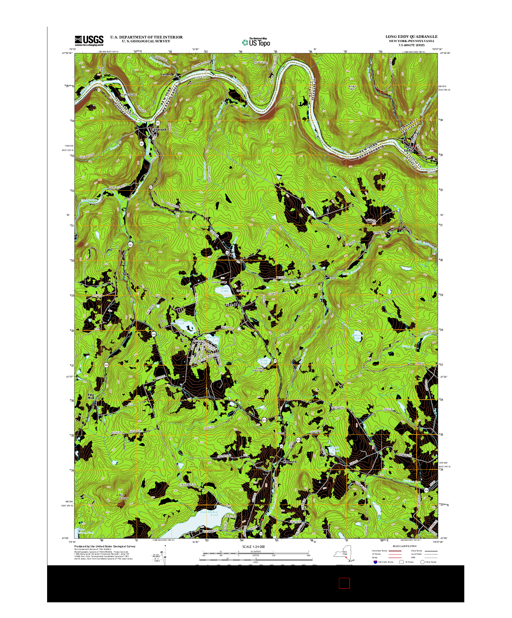 USGS US TOPO 7.5-MINUTE MAP FOR LONG EDDY, NY-PA 2013
