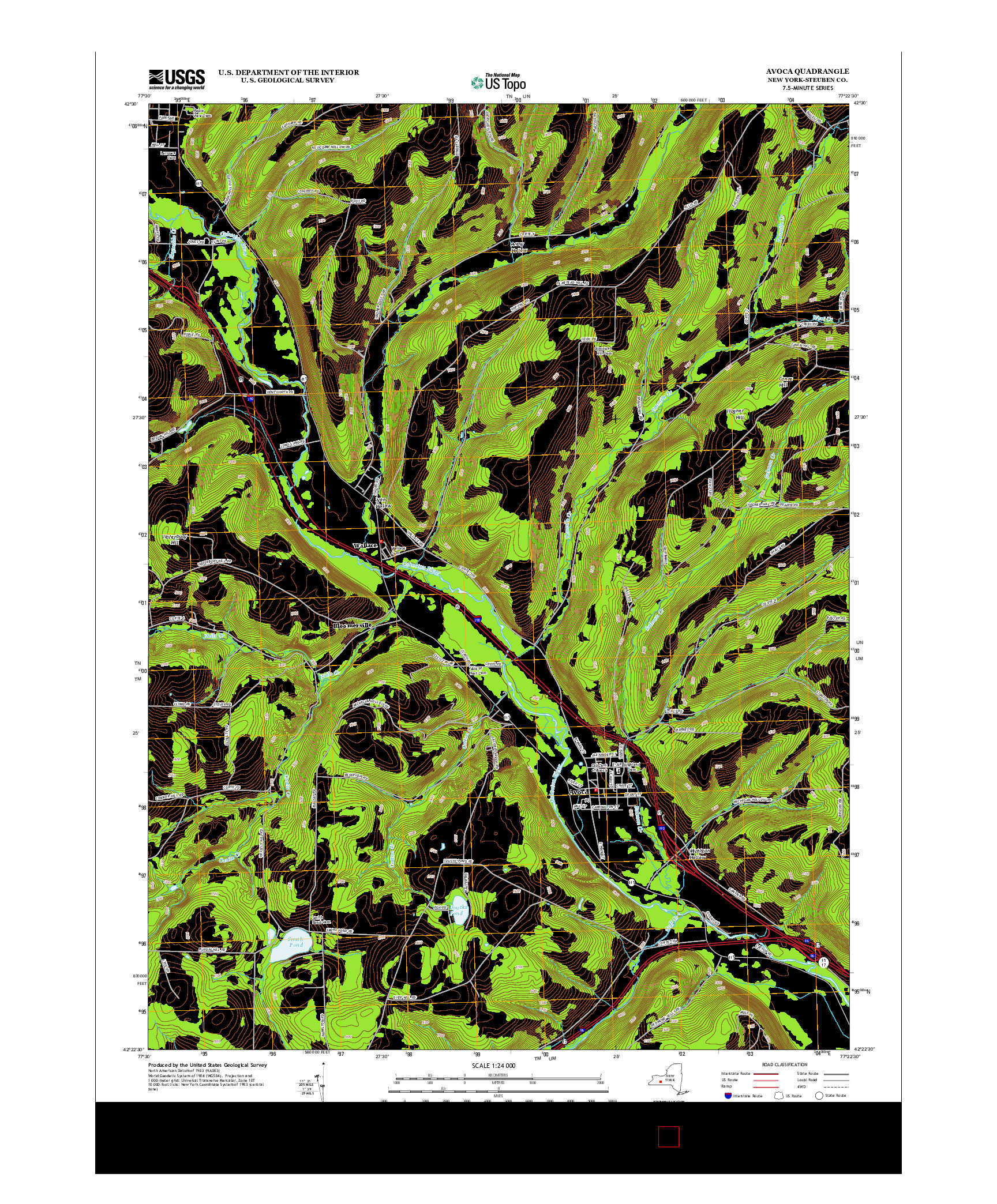 USGS US TOPO 7.5-MINUTE MAP FOR AVOCA, NY 2013
