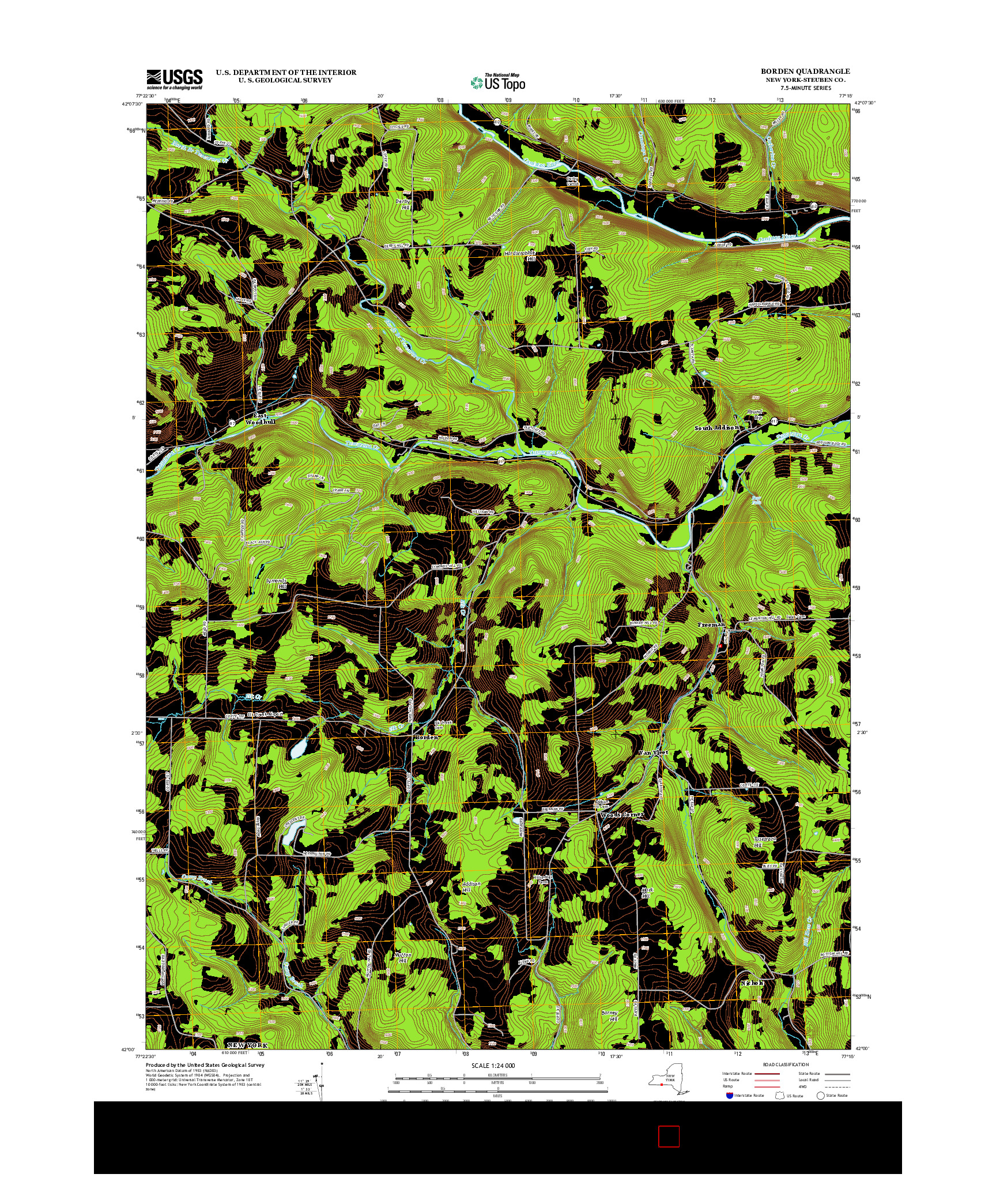 USGS US TOPO 7.5-MINUTE MAP FOR BORDEN, NY 2013