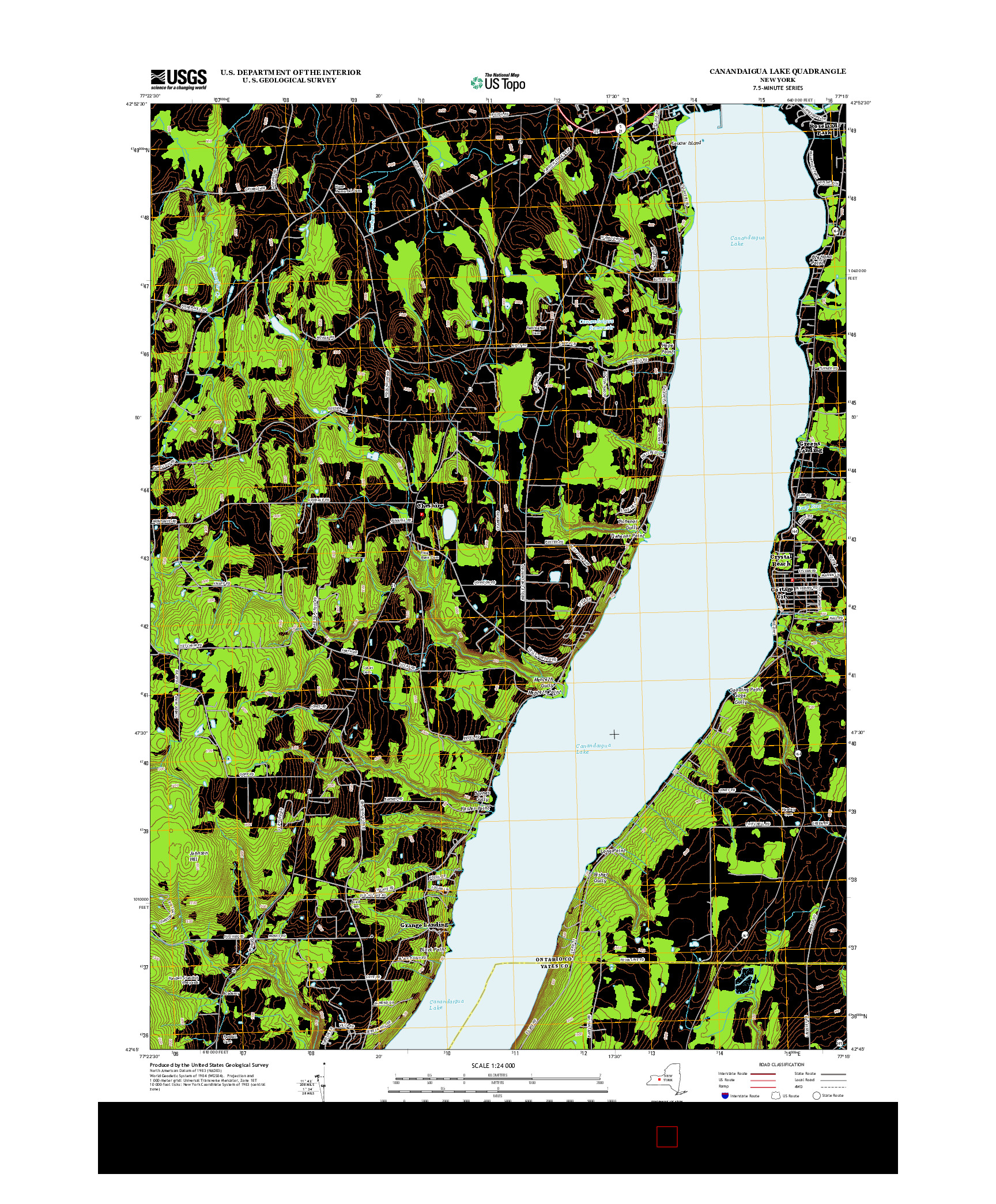 USGS US TOPO 7.5-MINUTE MAP FOR CANANDAIGUA LAKE, NY 2013