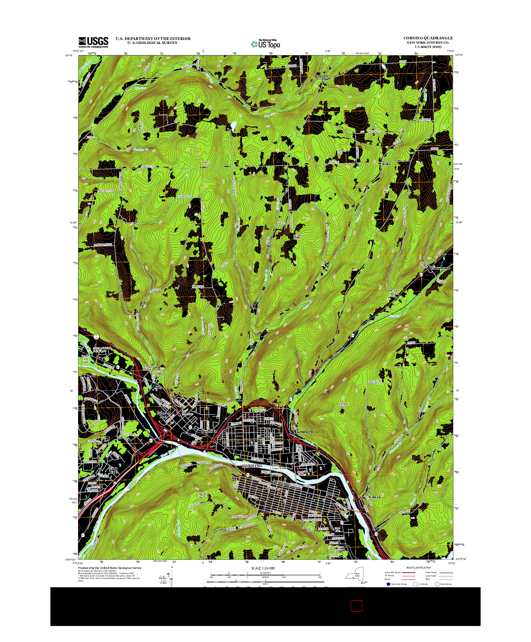 USGS US TOPO 7.5-MINUTE MAP FOR CORNING, NY 2013