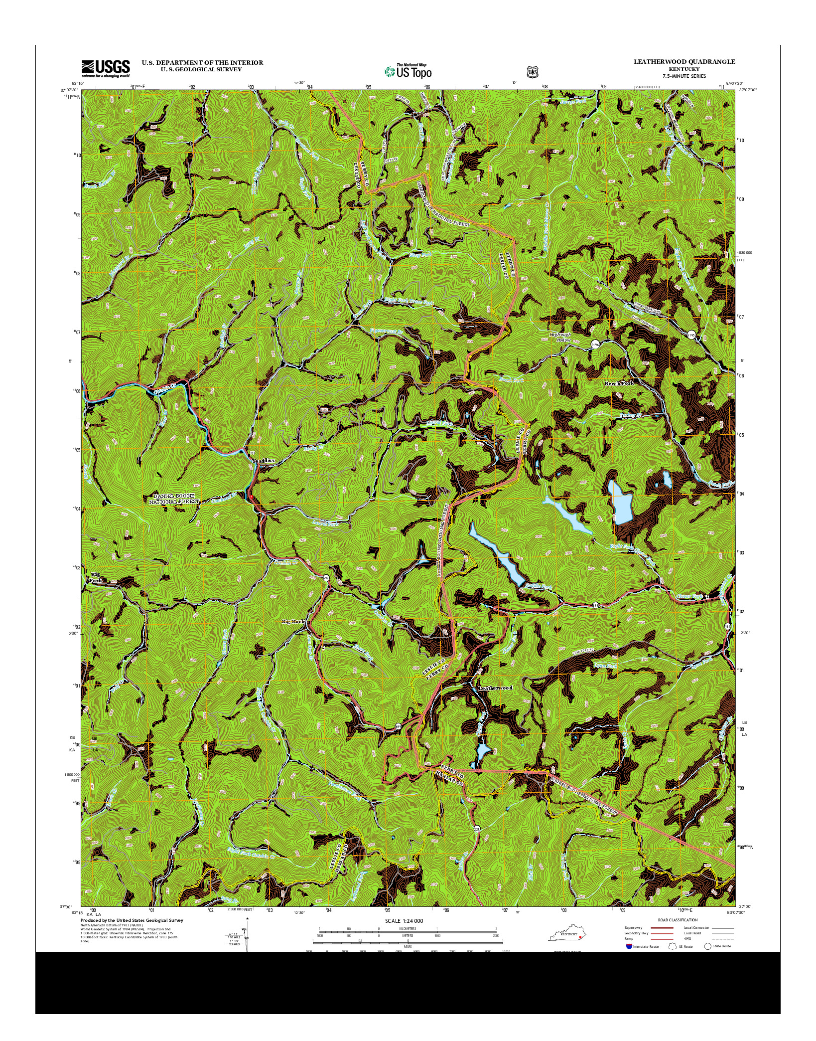 USGS US TOPO 7.5-MINUTE MAP FOR LEATHERWOOD, KY 2013