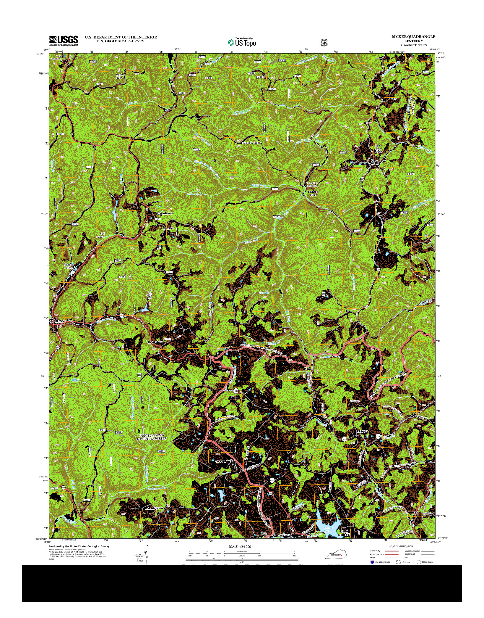USGS US TOPO 7.5-MINUTE MAP FOR MCKEE, KY 2013