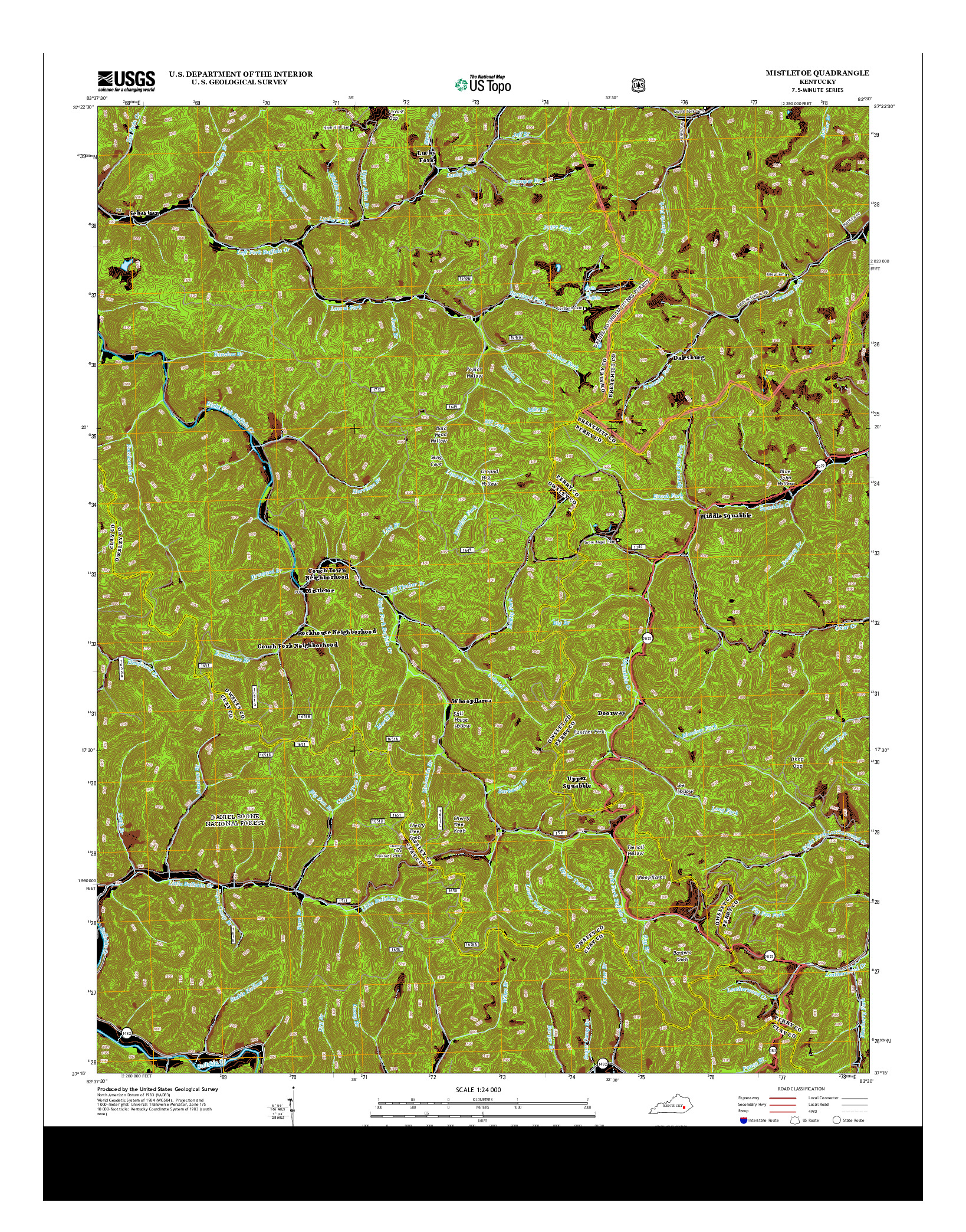 USGS US TOPO 7.5-MINUTE MAP FOR MISTLETOE, KY 2013