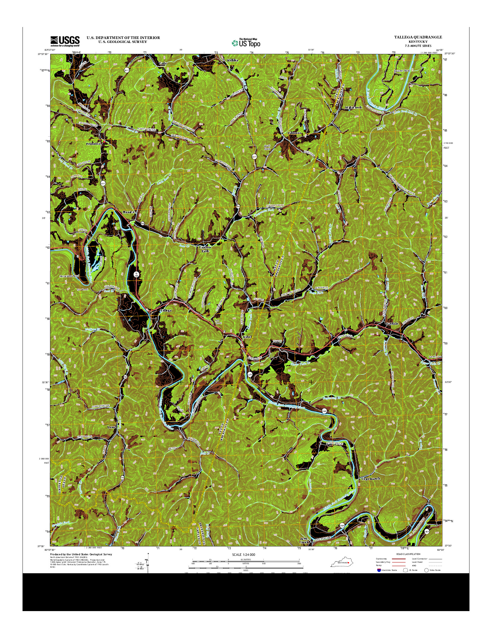 USGS US TOPO 7.5-MINUTE MAP FOR TALLEGA, KY 2013