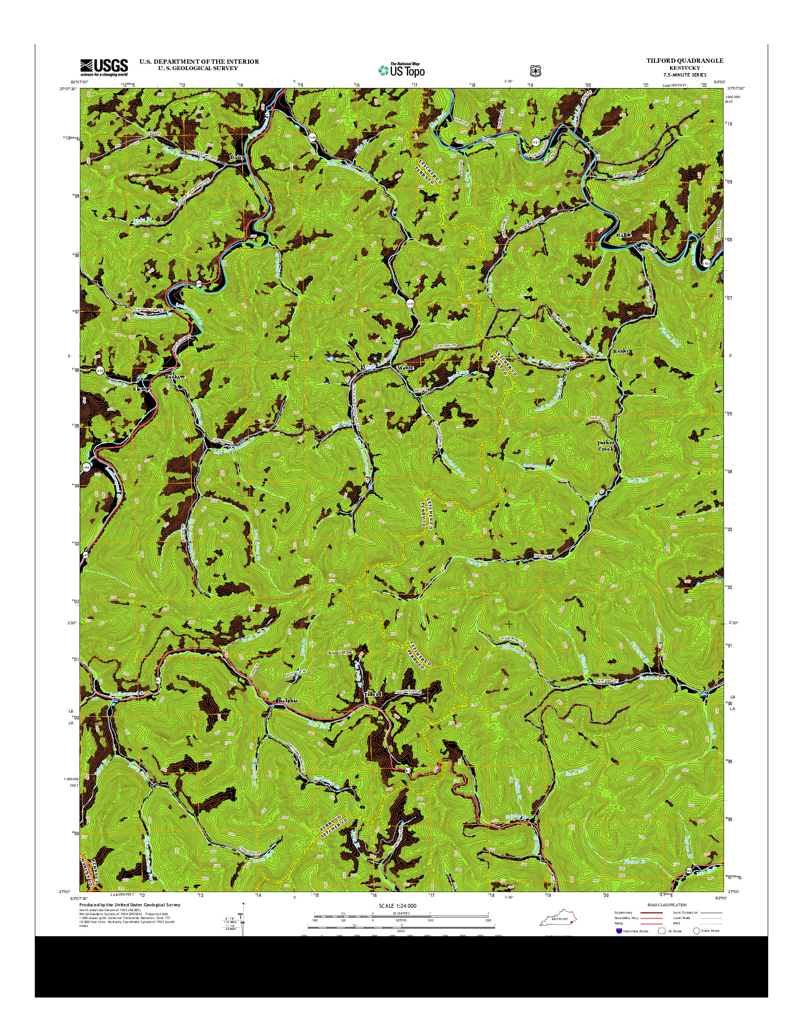 USGS US TOPO 7.5-MINUTE MAP FOR TILFORD, KY 2013