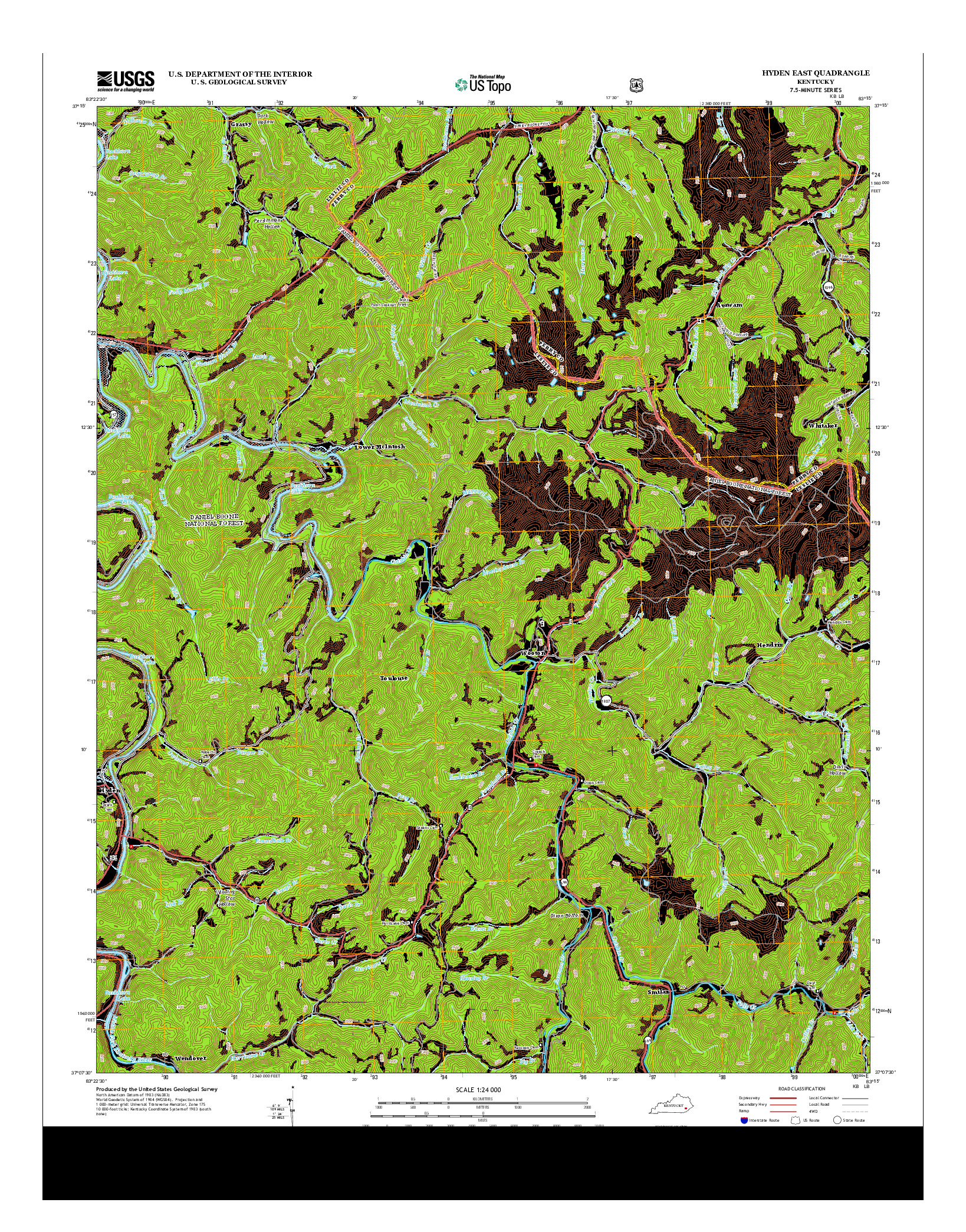 USGS US TOPO 7.5-MINUTE MAP FOR HYDEN EAST, KY 2013