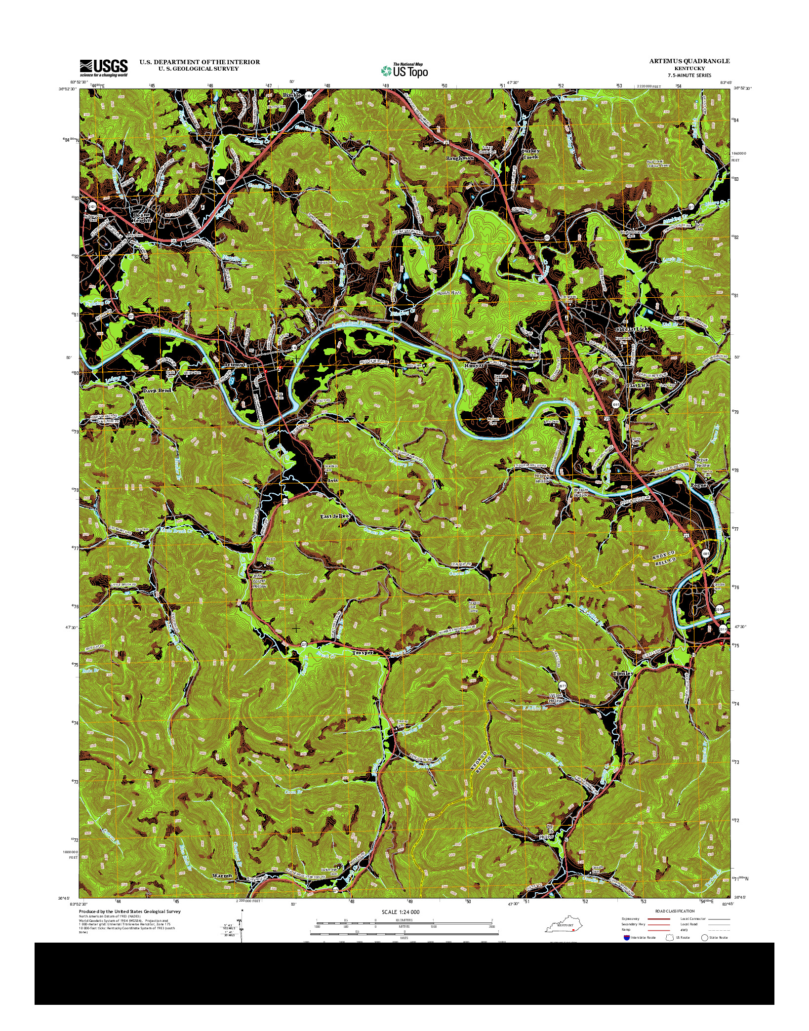 USGS US TOPO 7.5-MINUTE MAP FOR ARTEMUS, KY 2013