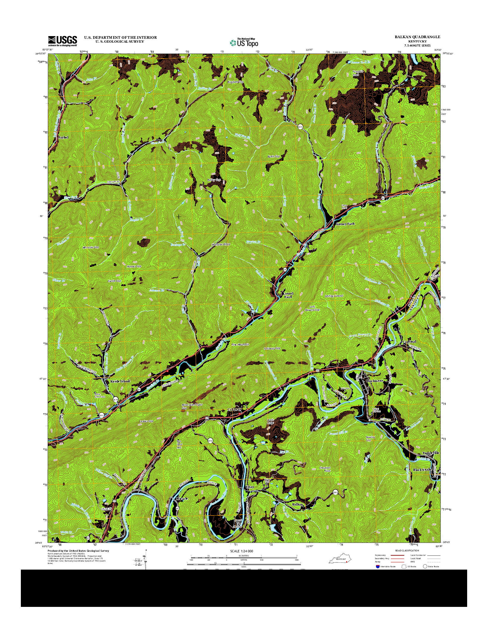 USGS US TOPO 7.5-MINUTE MAP FOR BALKAN, KY 2013