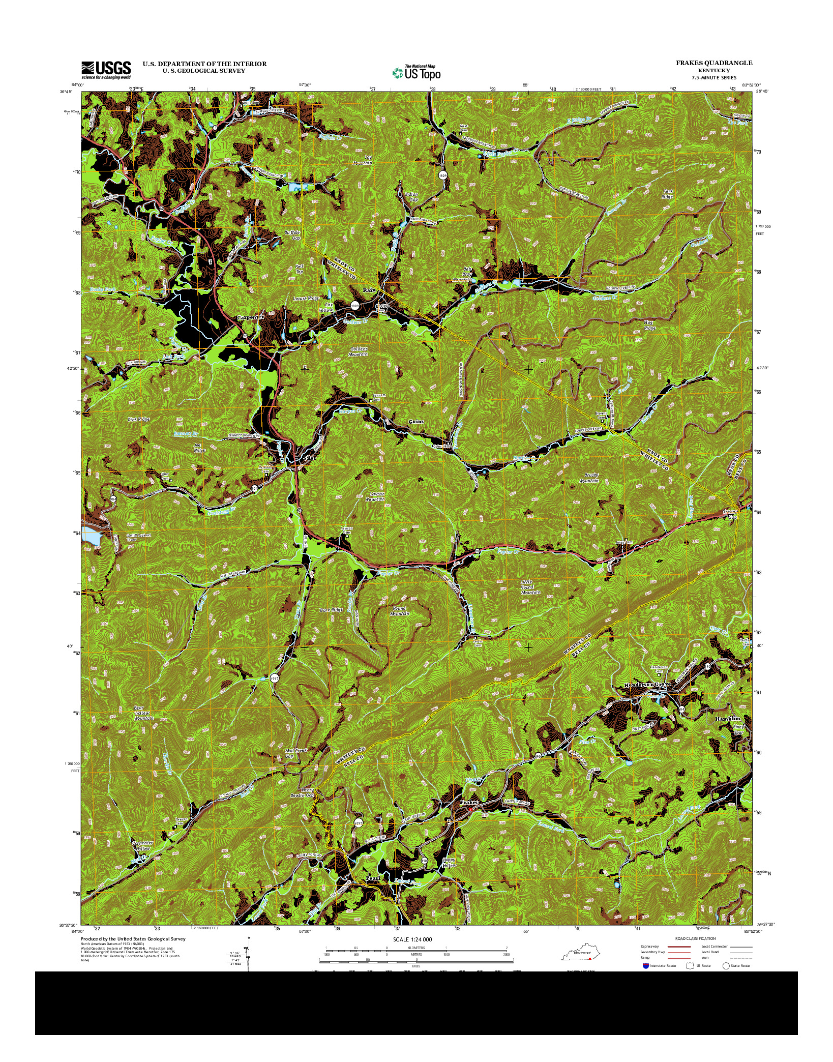 USGS US TOPO 7.5-MINUTE MAP FOR FRAKES, KY 2013