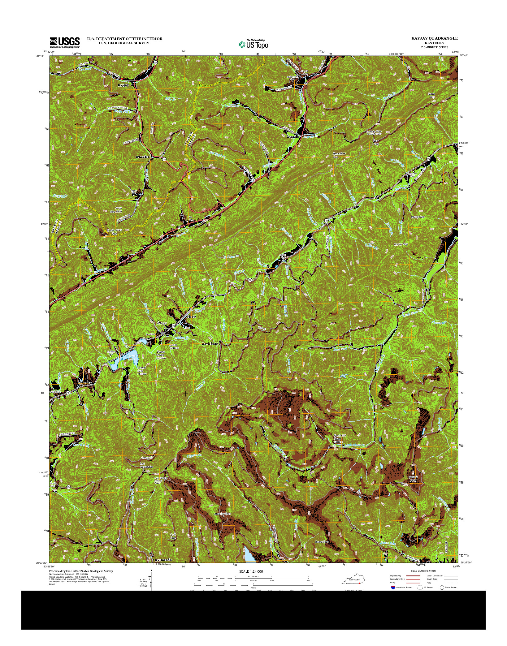 USGS US TOPO 7.5-MINUTE MAP FOR KAYJAY, KY 2013