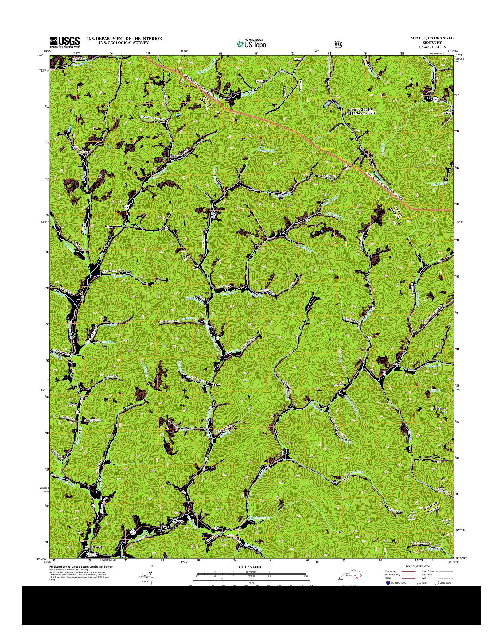 USGS US TOPO 7.5-MINUTE MAP FOR SCALF, KY 2013