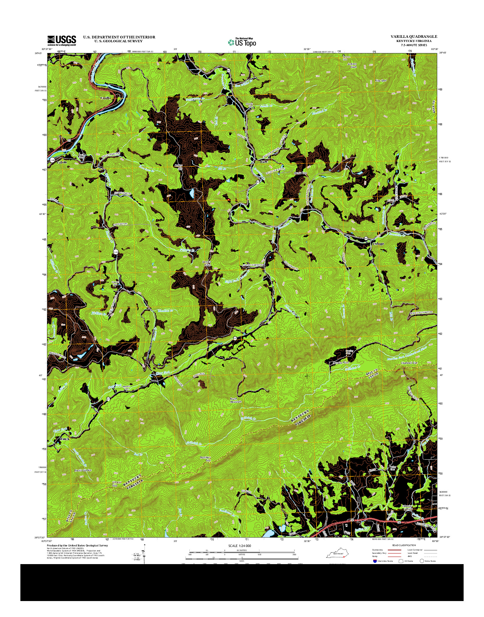 USGS US TOPO 7.5-MINUTE MAP FOR VARILLA, KY-VA 2013