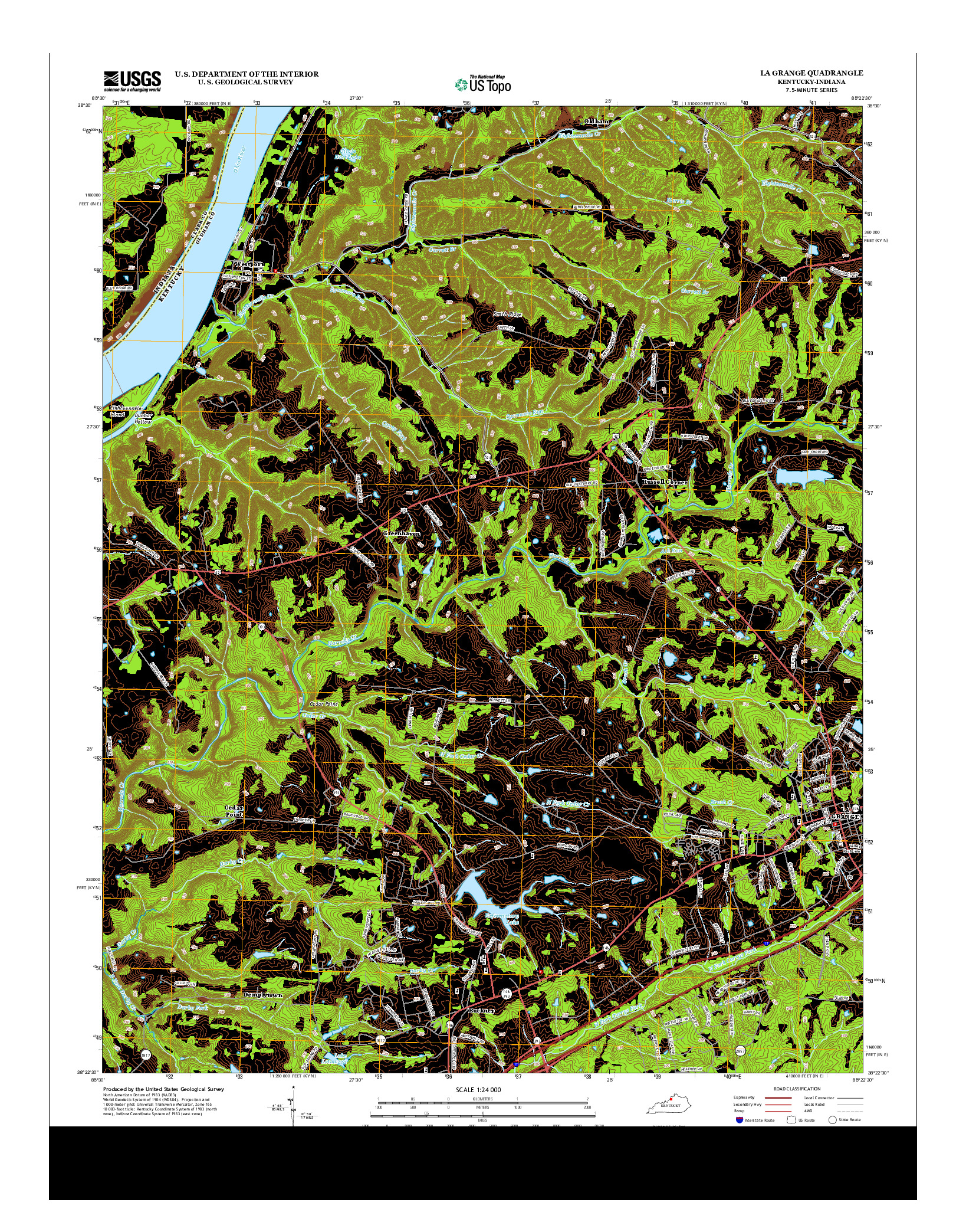 USGS US TOPO 7.5-MINUTE MAP FOR LA GRANGE, KY-IN 2013