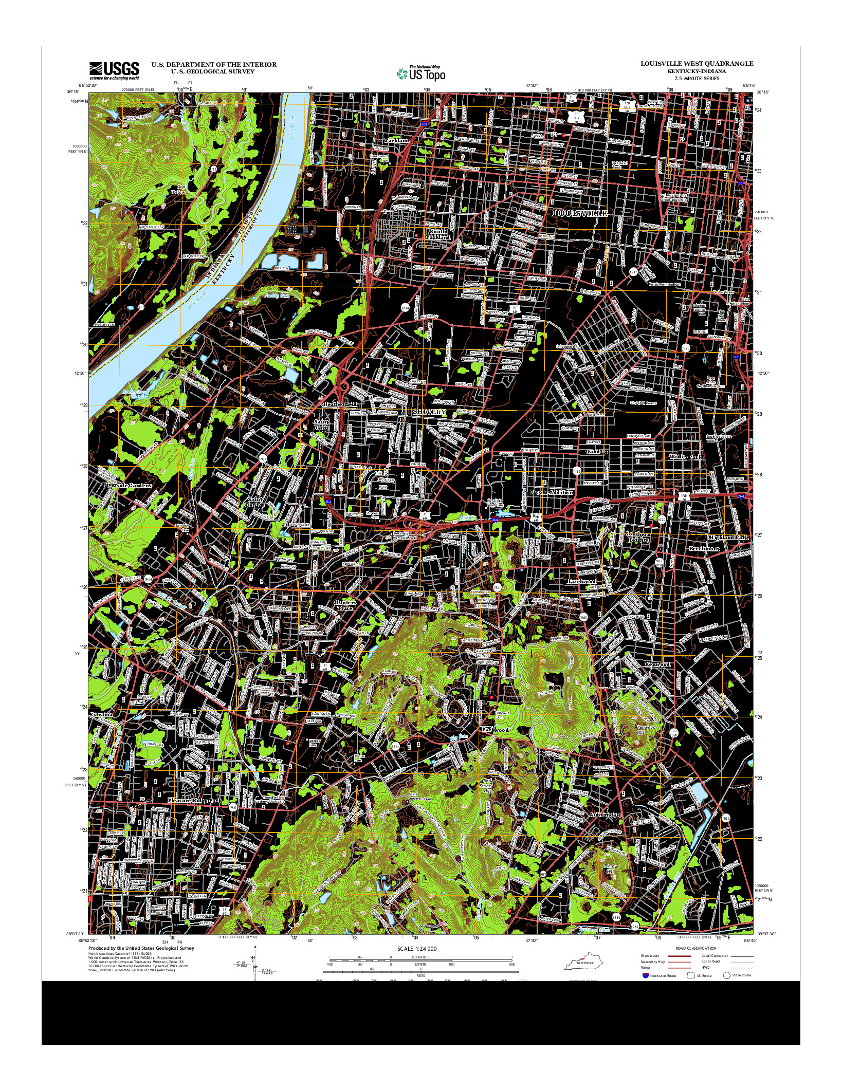 USGS US TOPO 7.5-MINUTE MAP FOR LOUISVILLE WEST, KY-IN 2013
