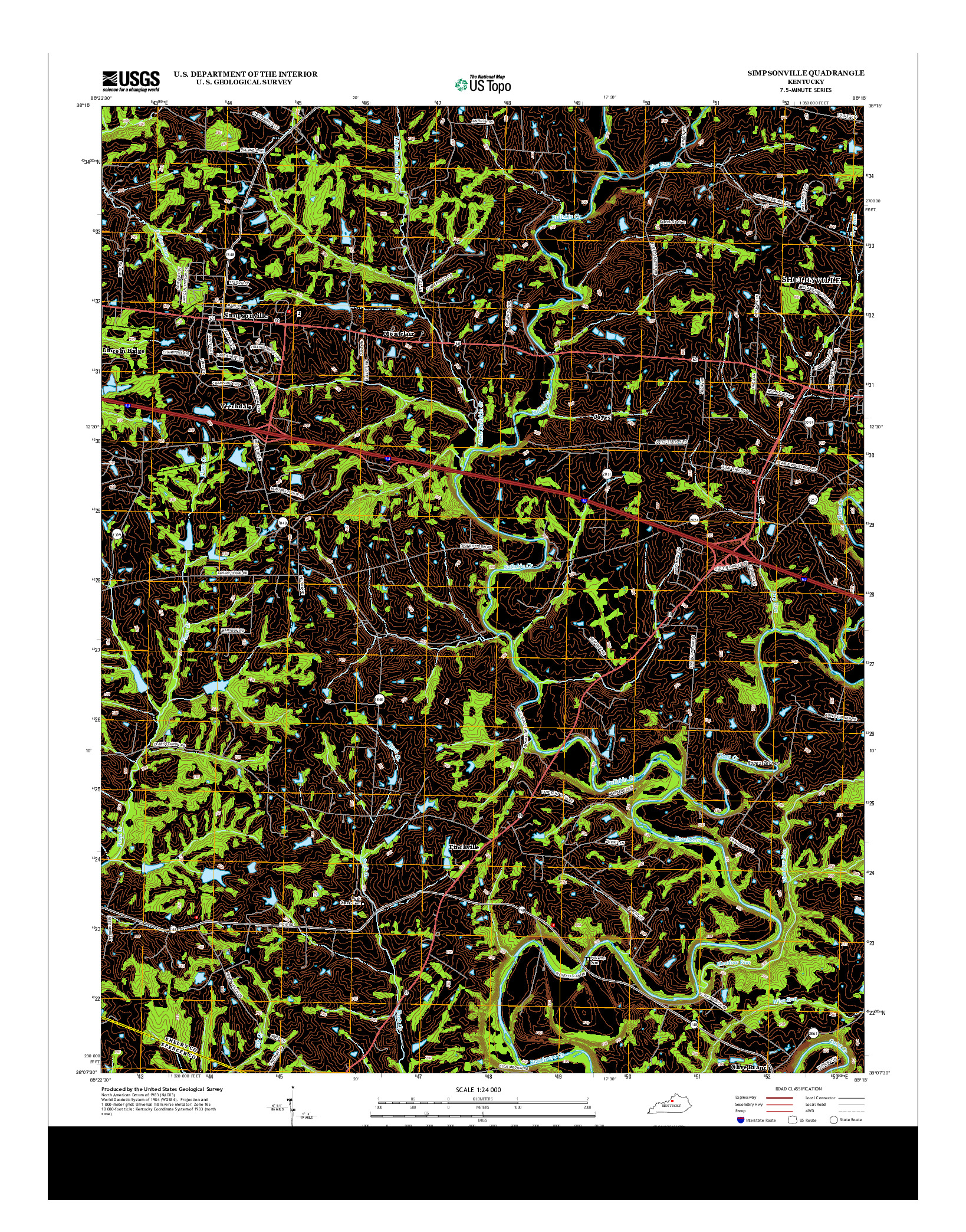 USGS US TOPO 7.5-MINUTE MAP FOR SIMPSONVILLE, KY 2013