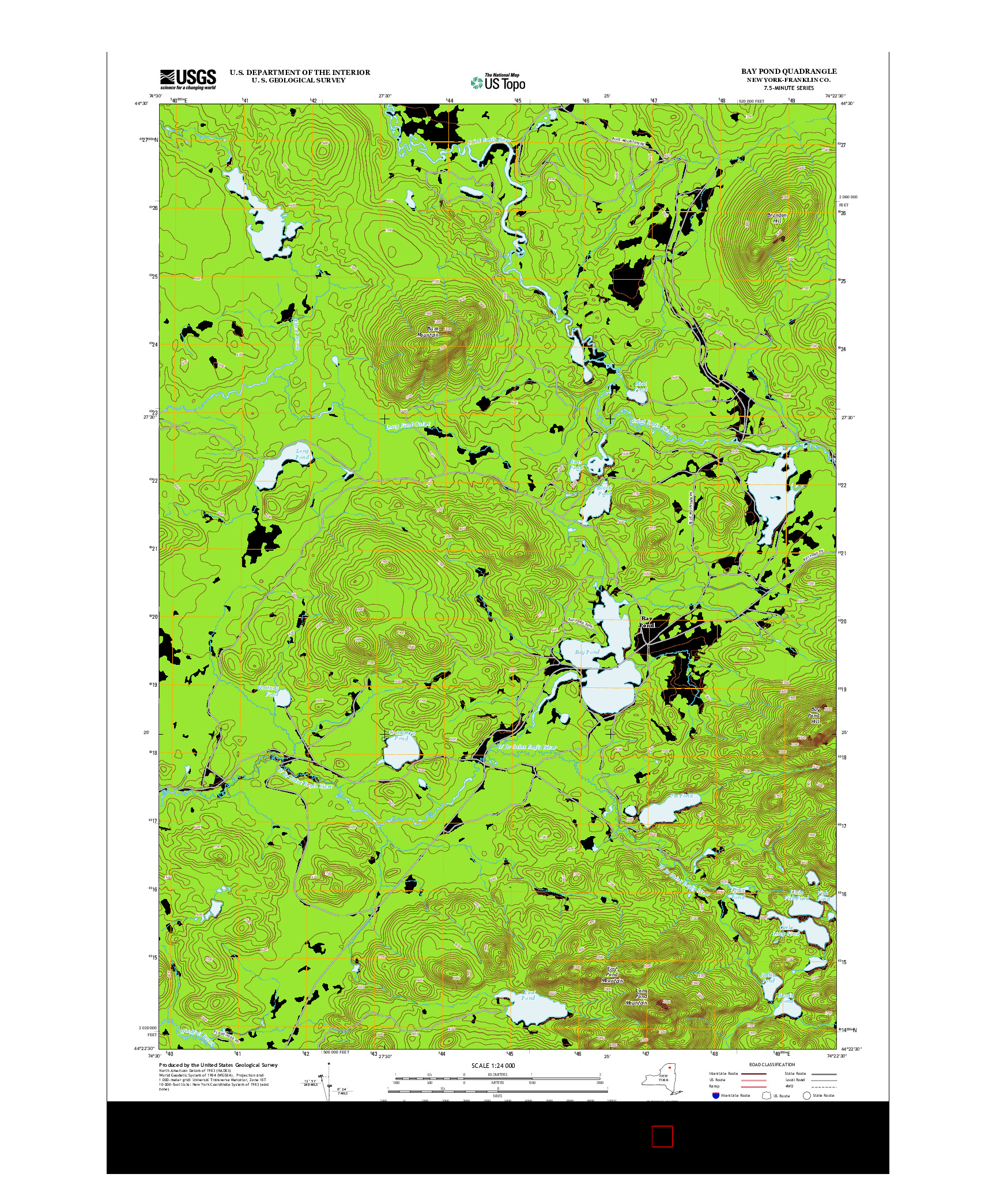 USGS US TOPO 7.5-MINUTE MAP FOR BAY POND, NY 2013