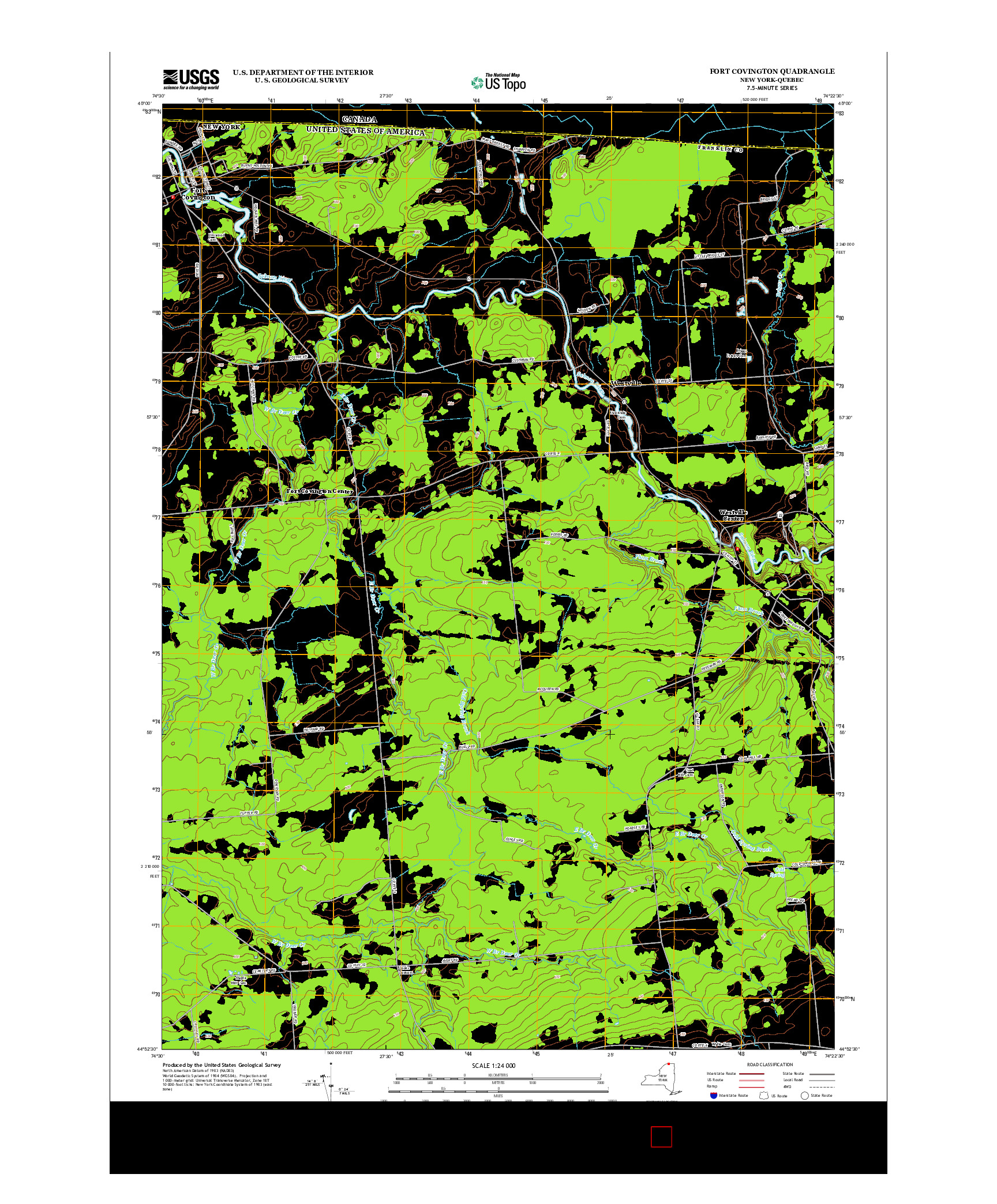 USGS US TOPO 7.5-MINUTE MAP FOR FORT COVINGTON, NY-QC 2013