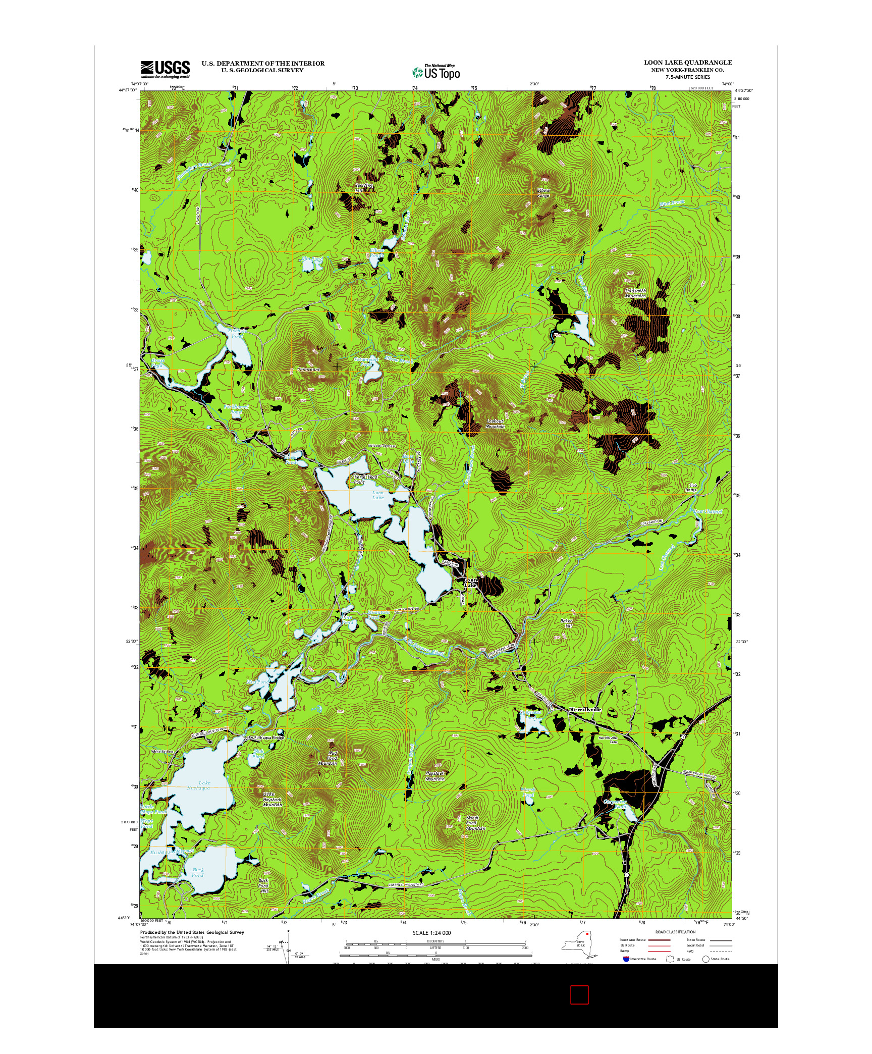 USGS US TOPO 7.5-MINUTE MAP FOR LOON LAKE, NY 2013