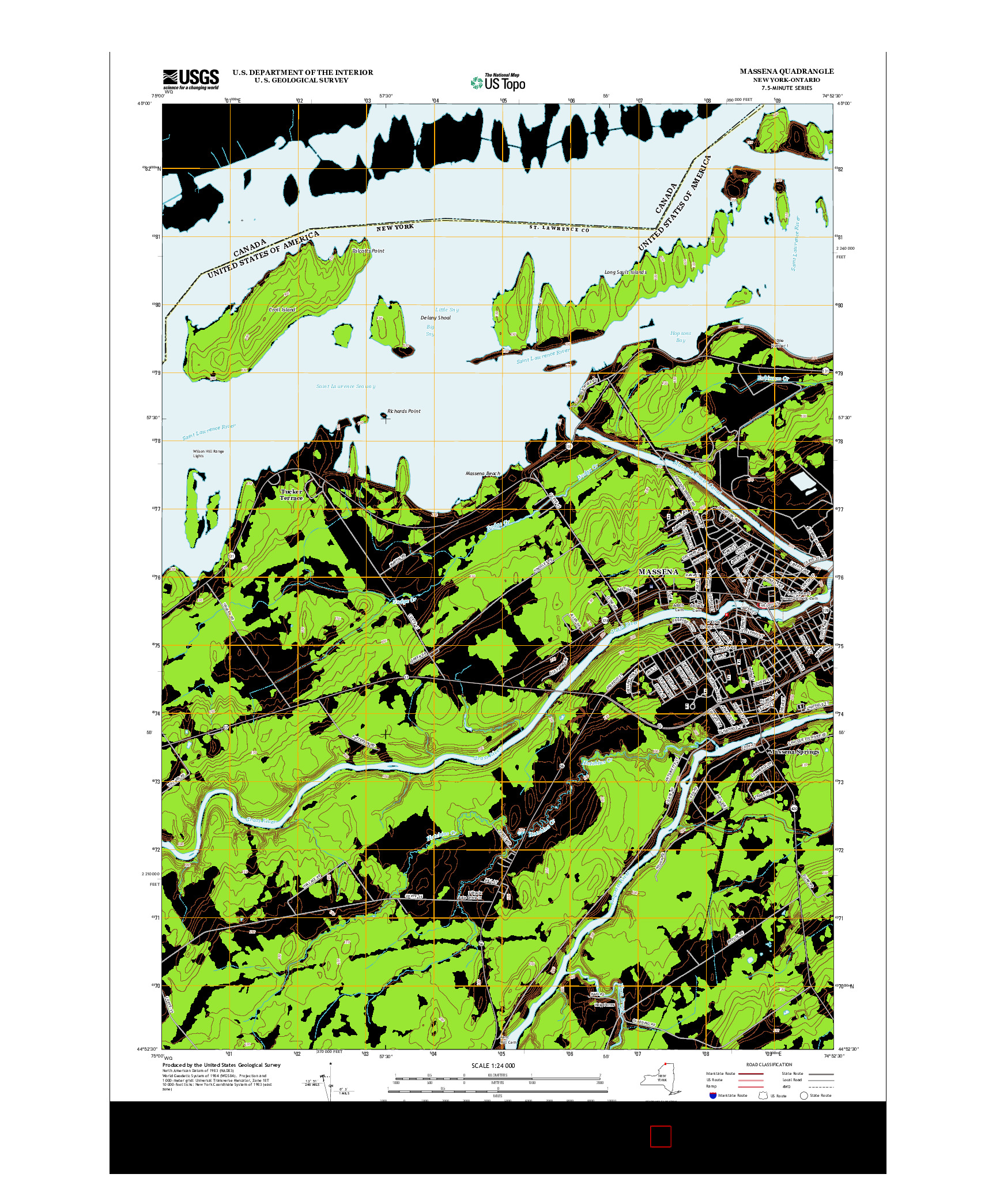 USGS US TOPO 7.5-MINUTE MAP FOR MASSENA, NY-ON 2013