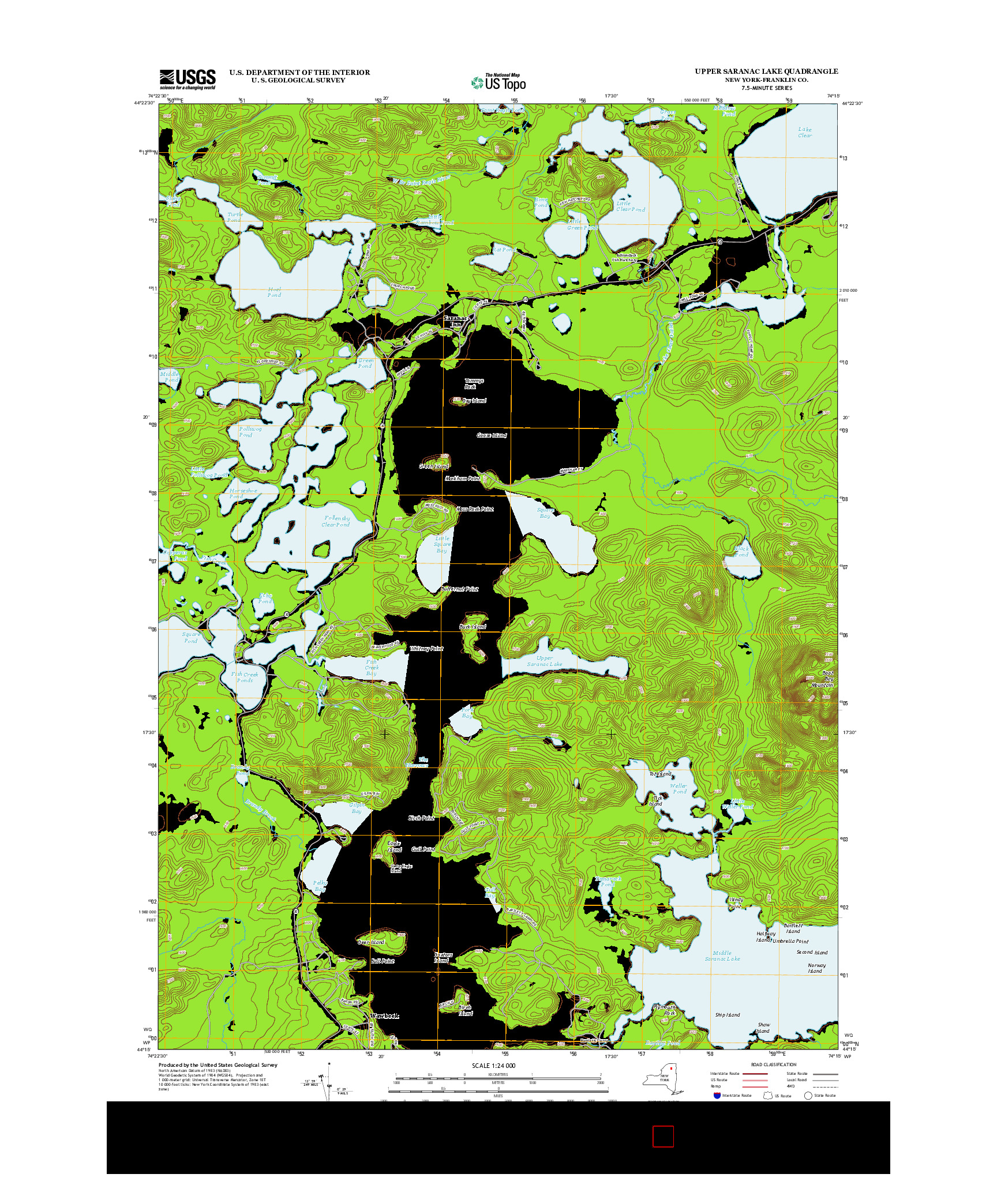 USGS US TOPO 7.5-MINUTE MAP FOR UPPER SARANAC LAKE, NY 2013