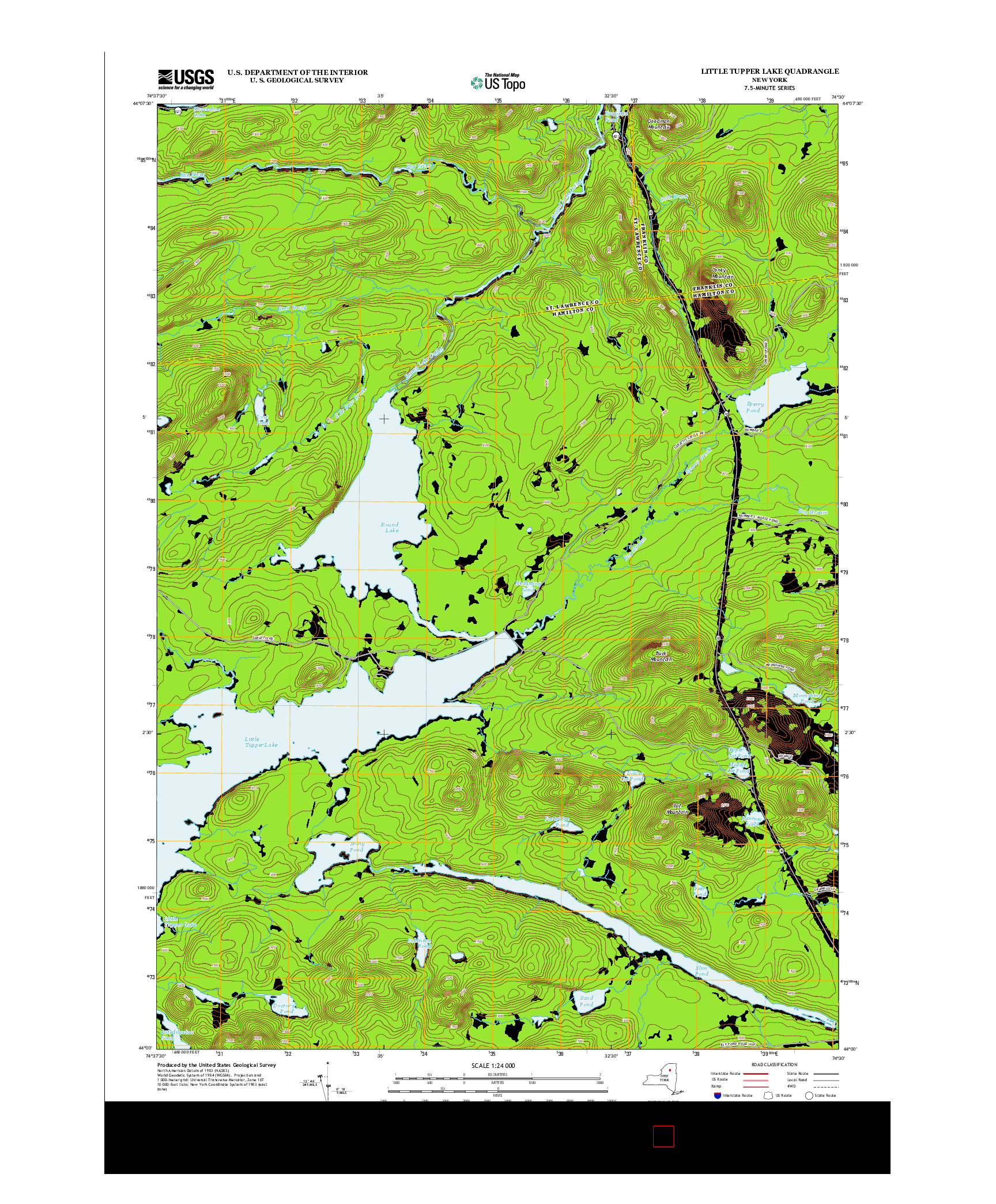 USGS US TOPO 7.5-MINUTE MAP FOR LITTLE TUPPER LAKE, NY 2013