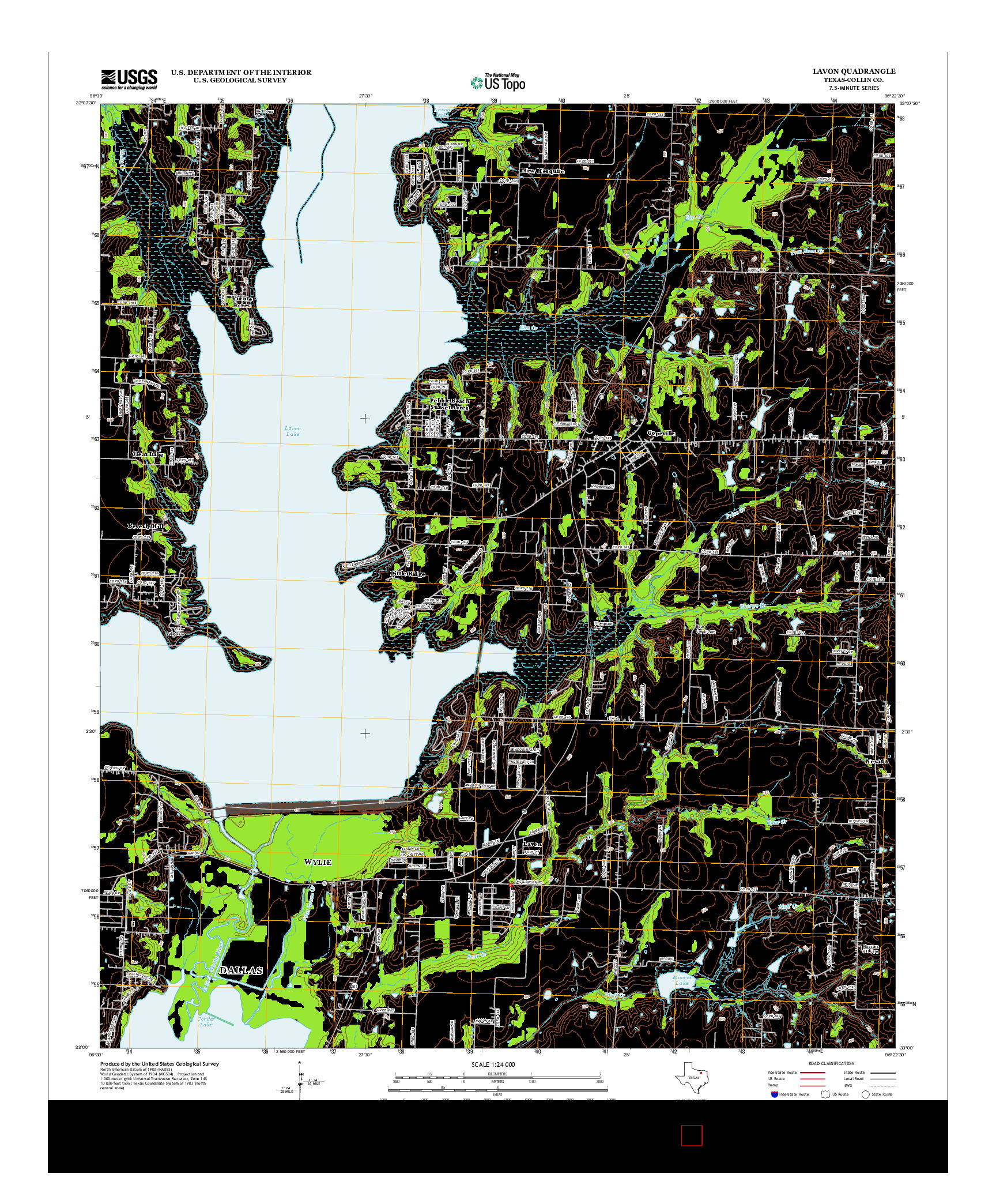 USGS US TOPO 7.5-MINUTE MAP FOR LAVON, TX 2013