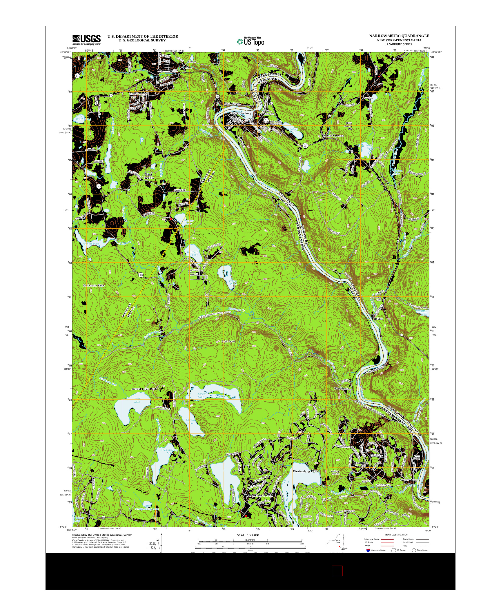 USGS US TOPO 7.5-MINUTE MAP FOR NARROWSBURG, NY-PA 2013