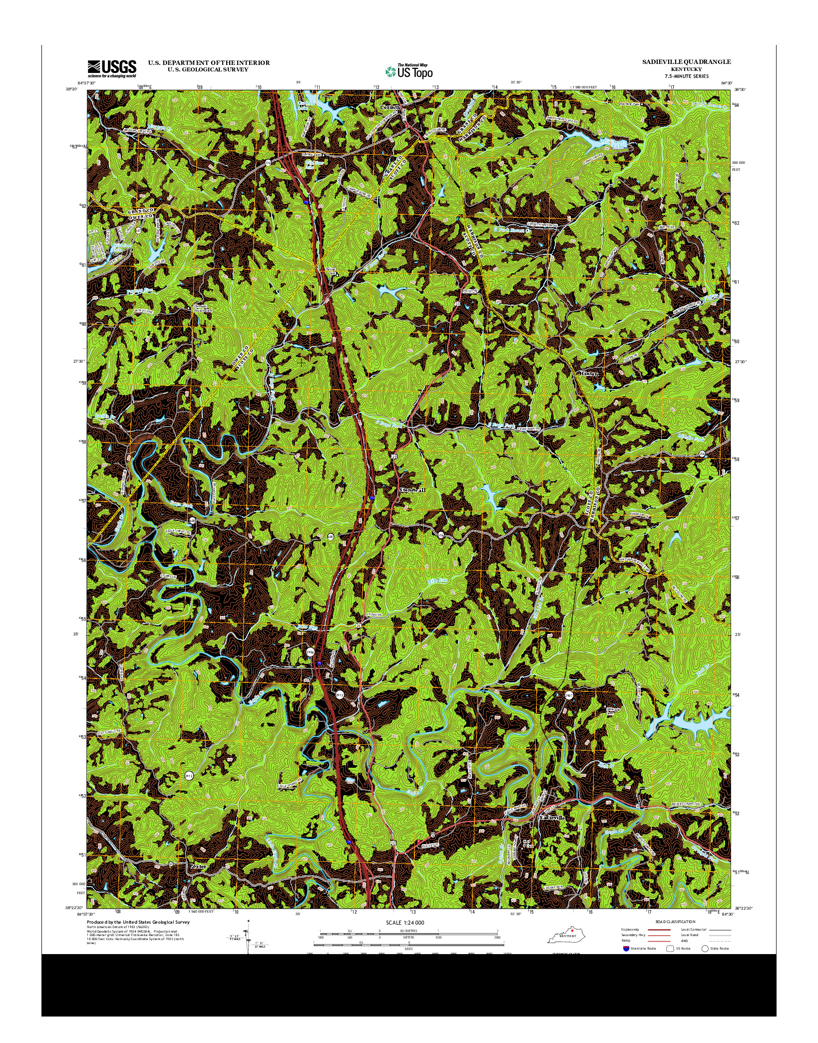 USGS US TOPO 7.5-MINUTE MAP FOR SADIEVILLE, KY 2013