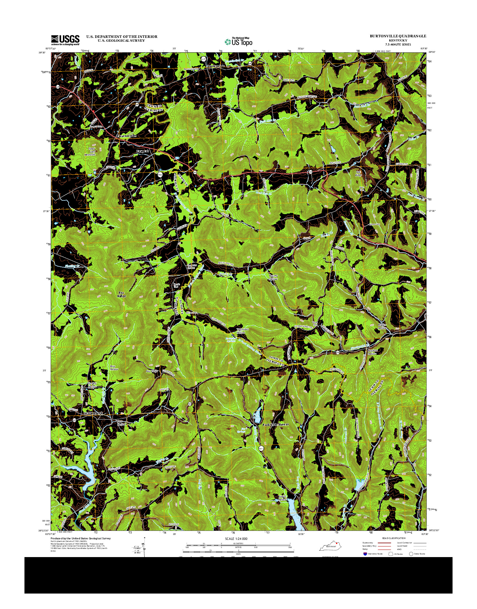 USGS US TOPO 7.5-MINUTE MAP FOR BURTONVILLE, KY 2013