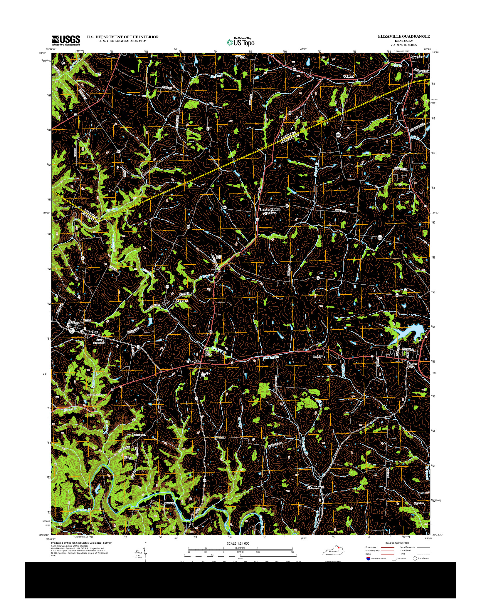 USGS US TOPO 7.5-MINUTE MAP FOR ELIZAVILLE, KY 2013