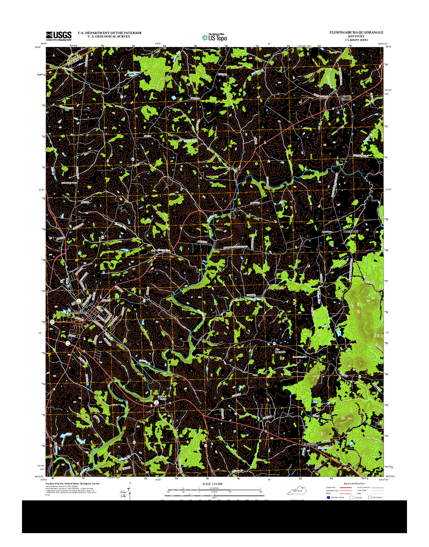 USGS US TOPO 7.5-MINUTE MAP FOR FLEMINGSBURG, KY 2013