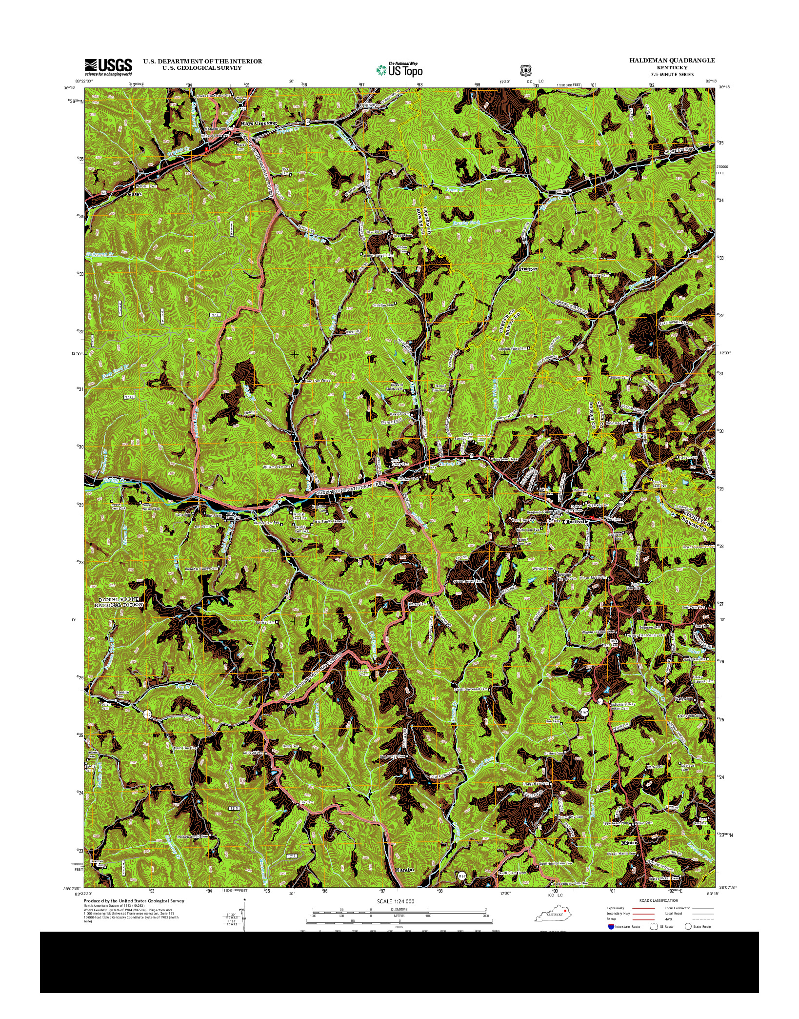 USGS US TOPO 7.5-MINUTE MAP FOR HALDEMAN, KY 2013