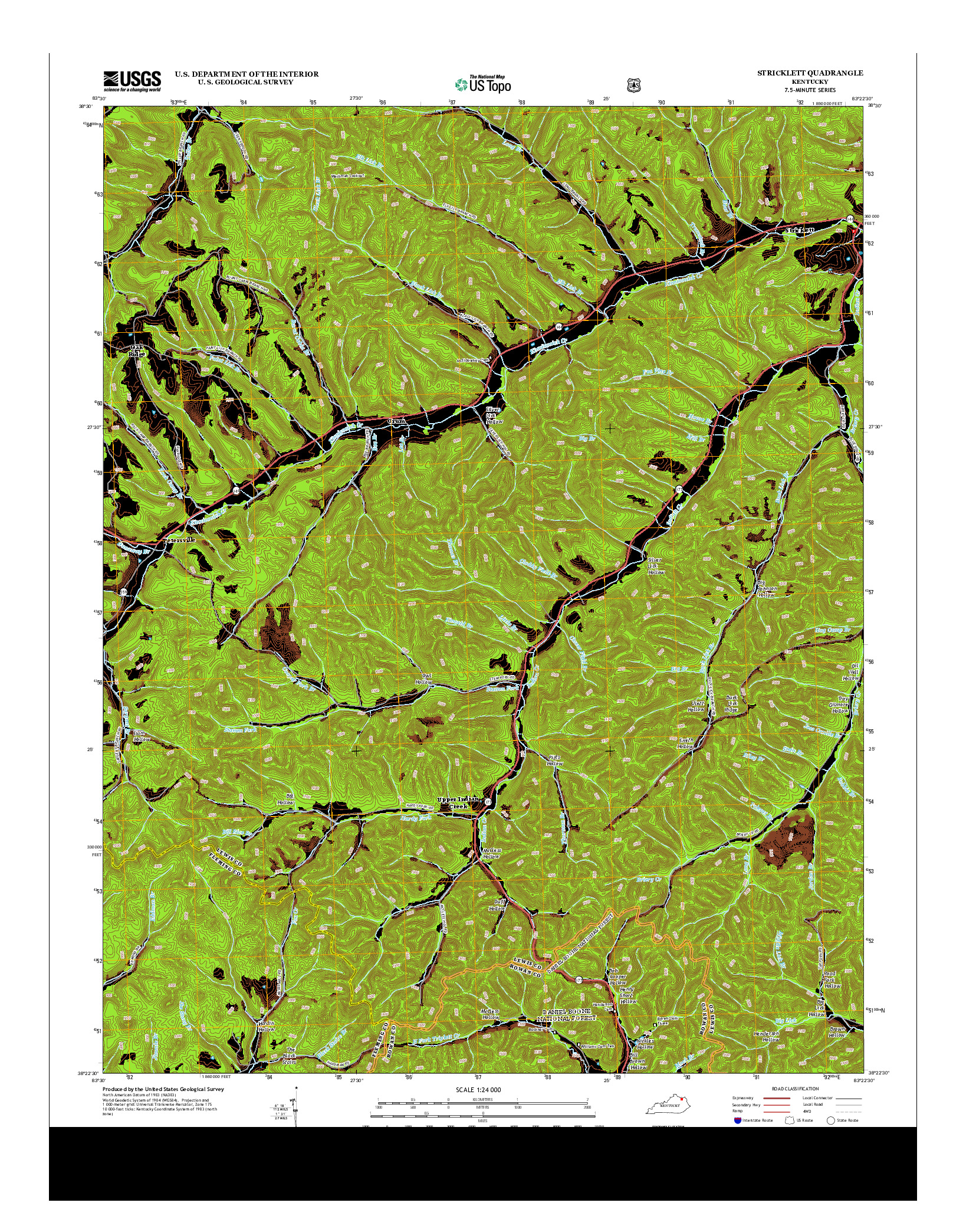 USGS US TOPO 7.5-MINUTE MAP FOR STRICKLETT, KY 2013