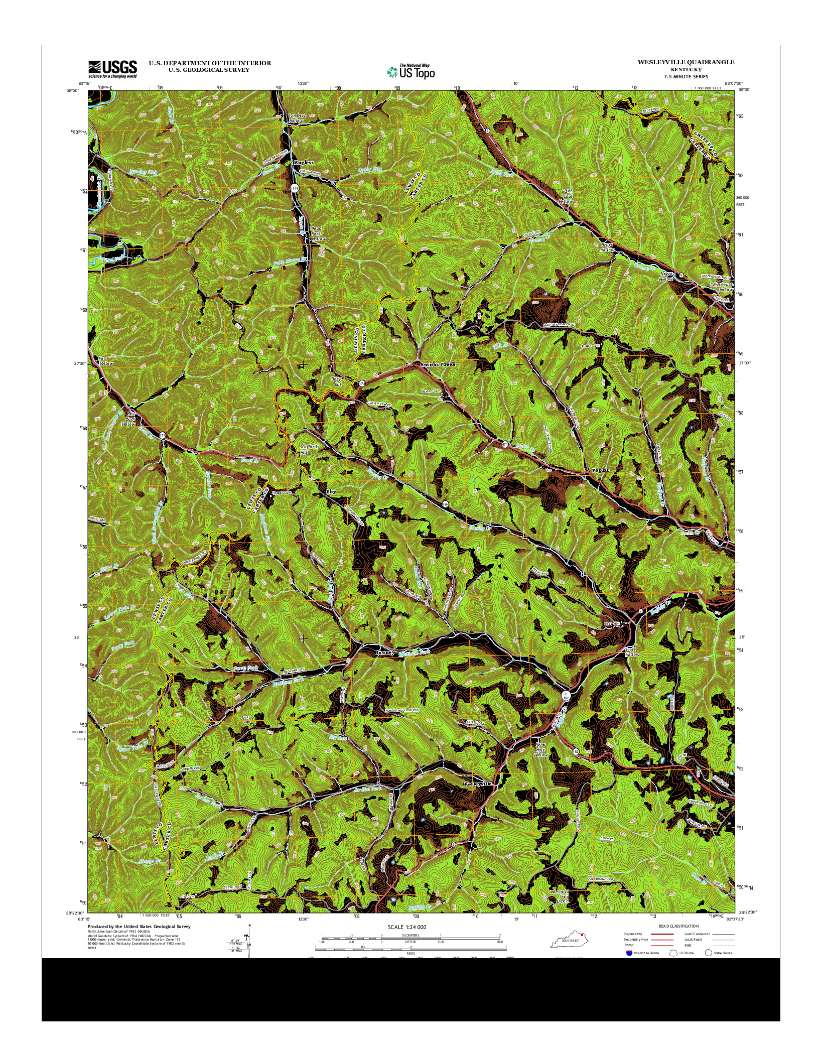 USGS US TOPO 7.5-MINUTE MAP FOR WESLEYVILLE, KY 2013